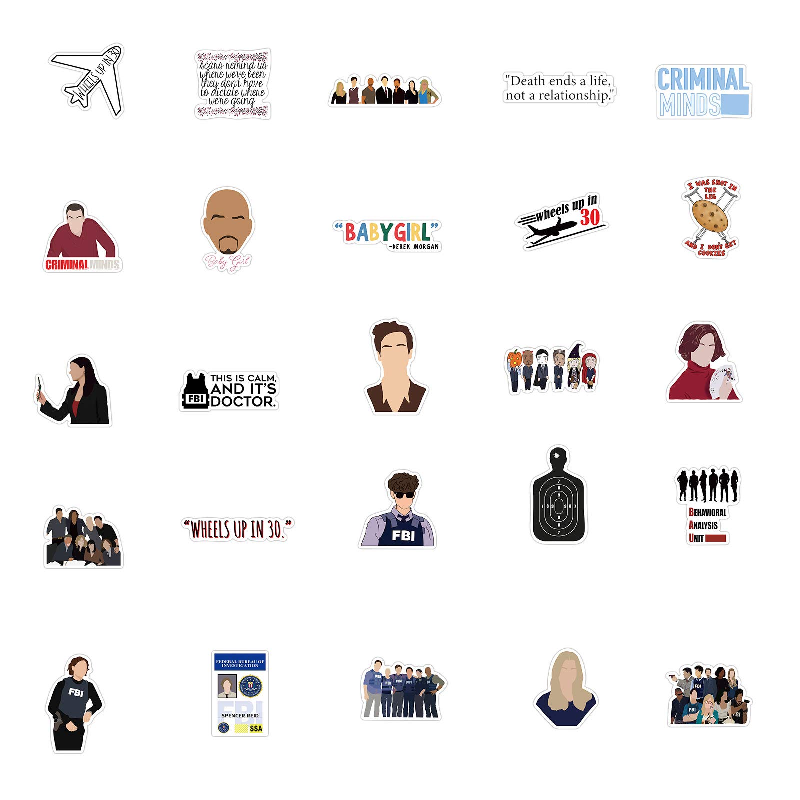 50 Pcs Criminal Minds Stickers - Waterproof, Aesthetic Vinyl Decals for Water Bottles, Laptops, Motorcycles & More | Trendy Stickers for Teens, Boys & Girls | Perfect for School, Travel, Music Instruments & Outdoor Gear