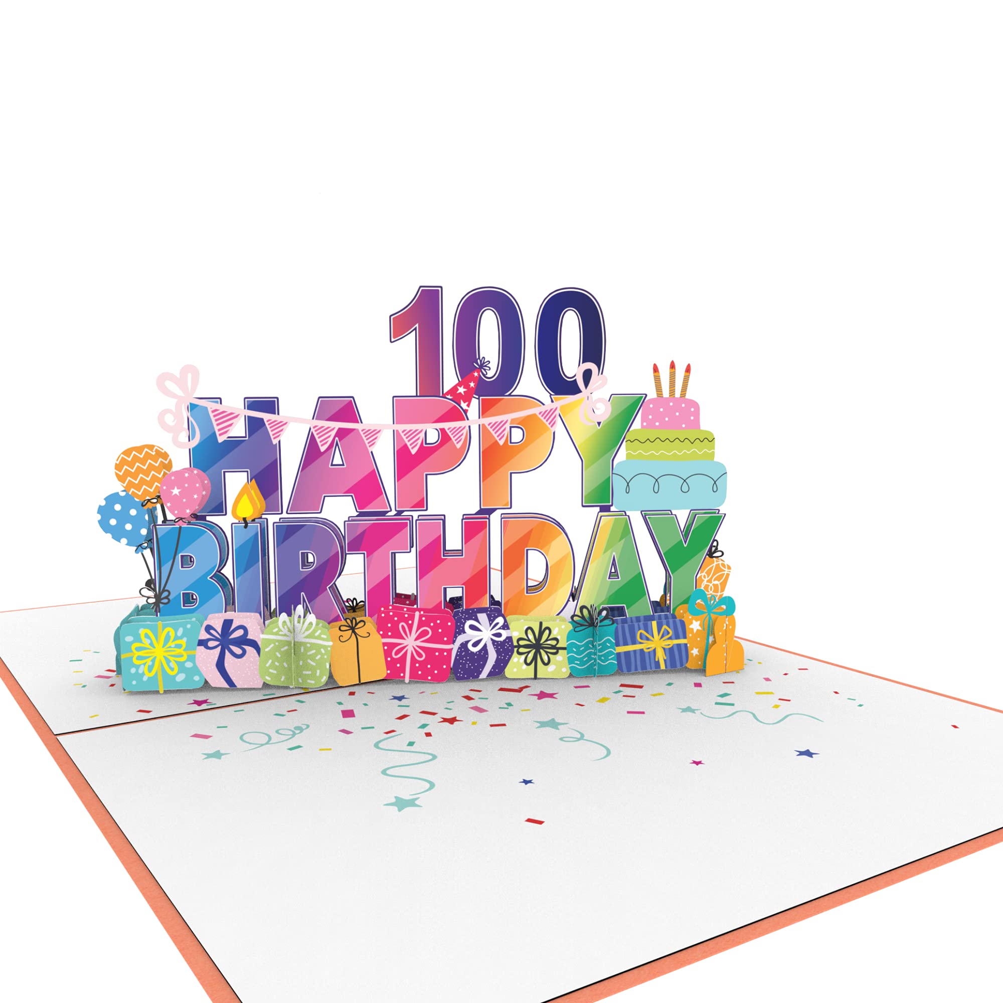Rykamia 100th Birthday Pop Up Card - Elegant 3D Greeting Card for Grandma & Grandpa - Perfect 100 Year Old Birthday Gift for Women & Men - Ideal for Milestone Celebrations, Anniversaries & Special Occasions