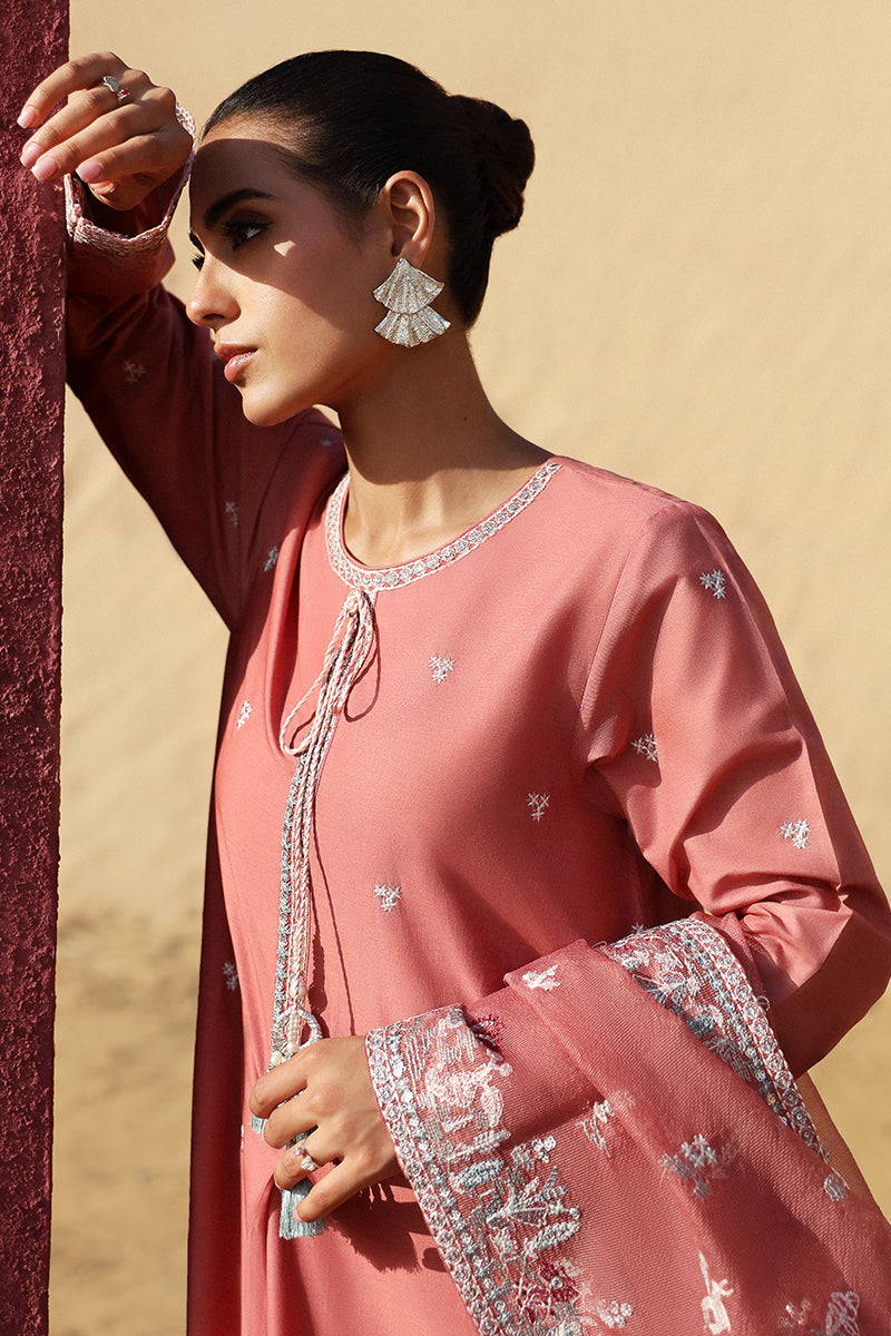 Mulberry Blush 3-Piece Outfit Set (Shirt, Trousers & Dupatta) - Elegant Women's Ethnic Wear for Weddings, Parties & Festive Occasions