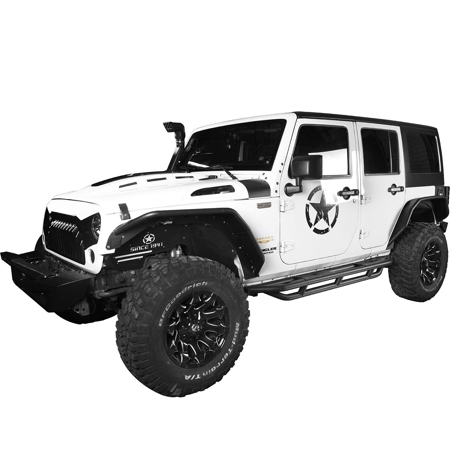 Wrangler Rock Slider Running Boards Side Step Nerf Bars for Jeep Wrangler JK Unlimited 2007-2018 4-Door - Heavy Duty Off-Road Protection & Easy Entry for Adventure & Daily Driving