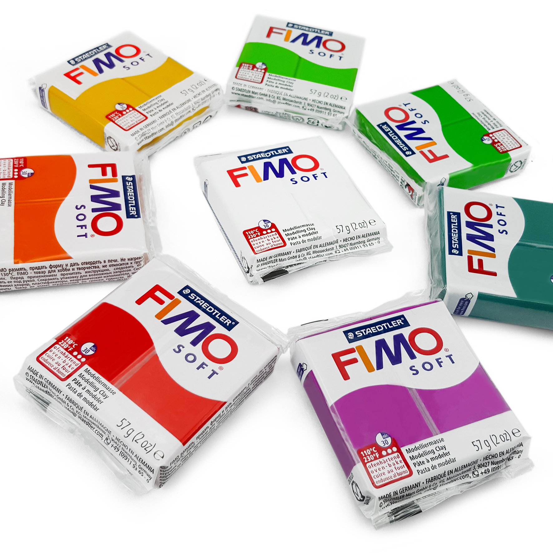 FIMO Soft Polymer Oven-Bake Modeling Clay - 57g (2oz) - 8 Color Floral Set - DIY Jewelry, Sculptures & Craft Projects for Artists & Kids
