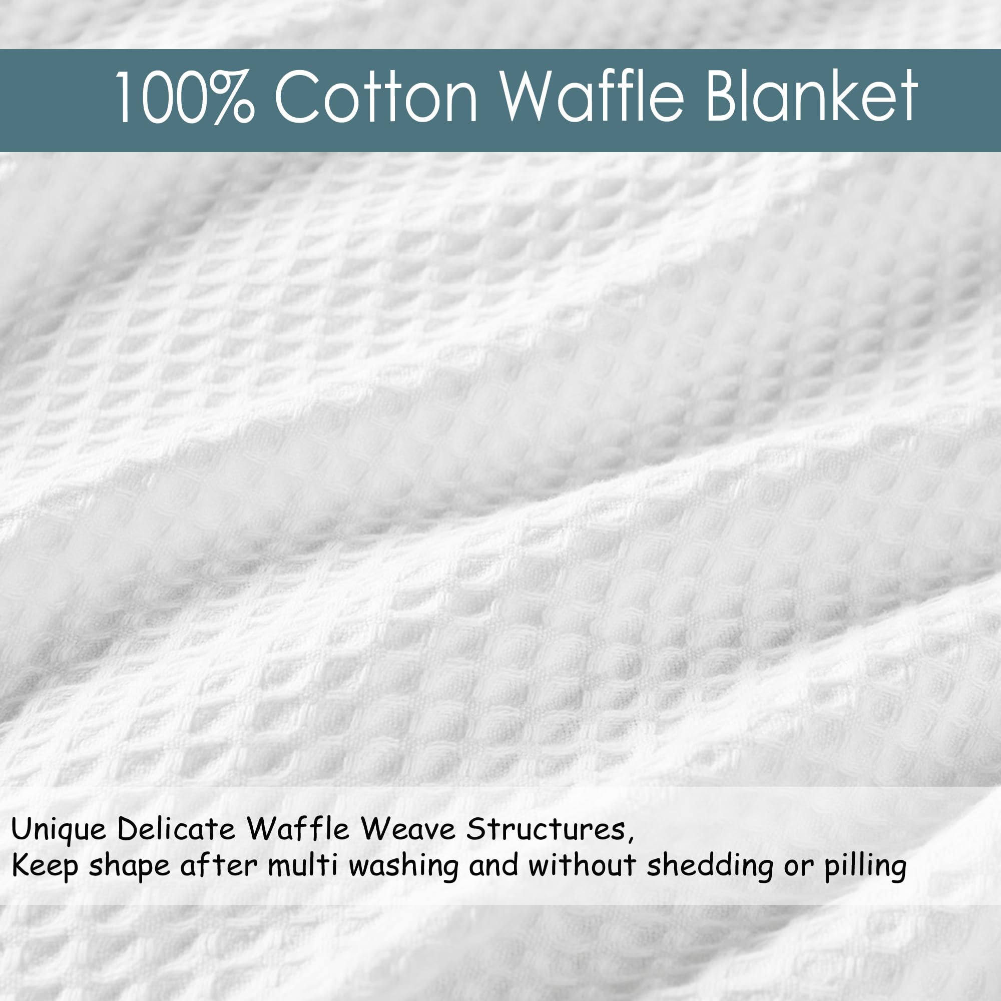 Premium 100% Cotton Waffle Weave Blanket - Super Soft & Breathable, 60x80 Inches, White - Perfect for Layering Beds, Sofas & Cozy Home Decor