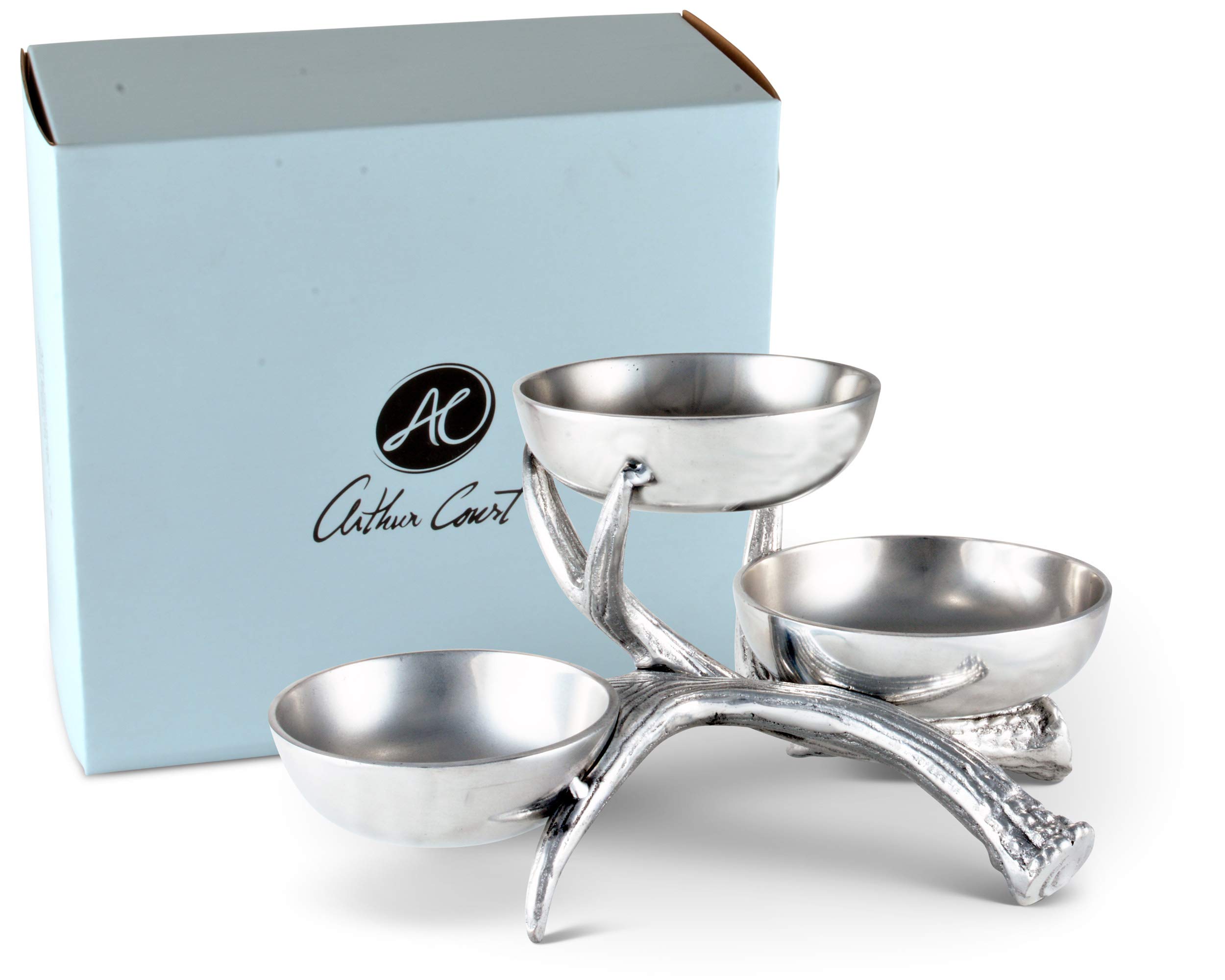 Arthur Court Designs Aluminum Antler Tiered 3-Bowl Serving Set - 14