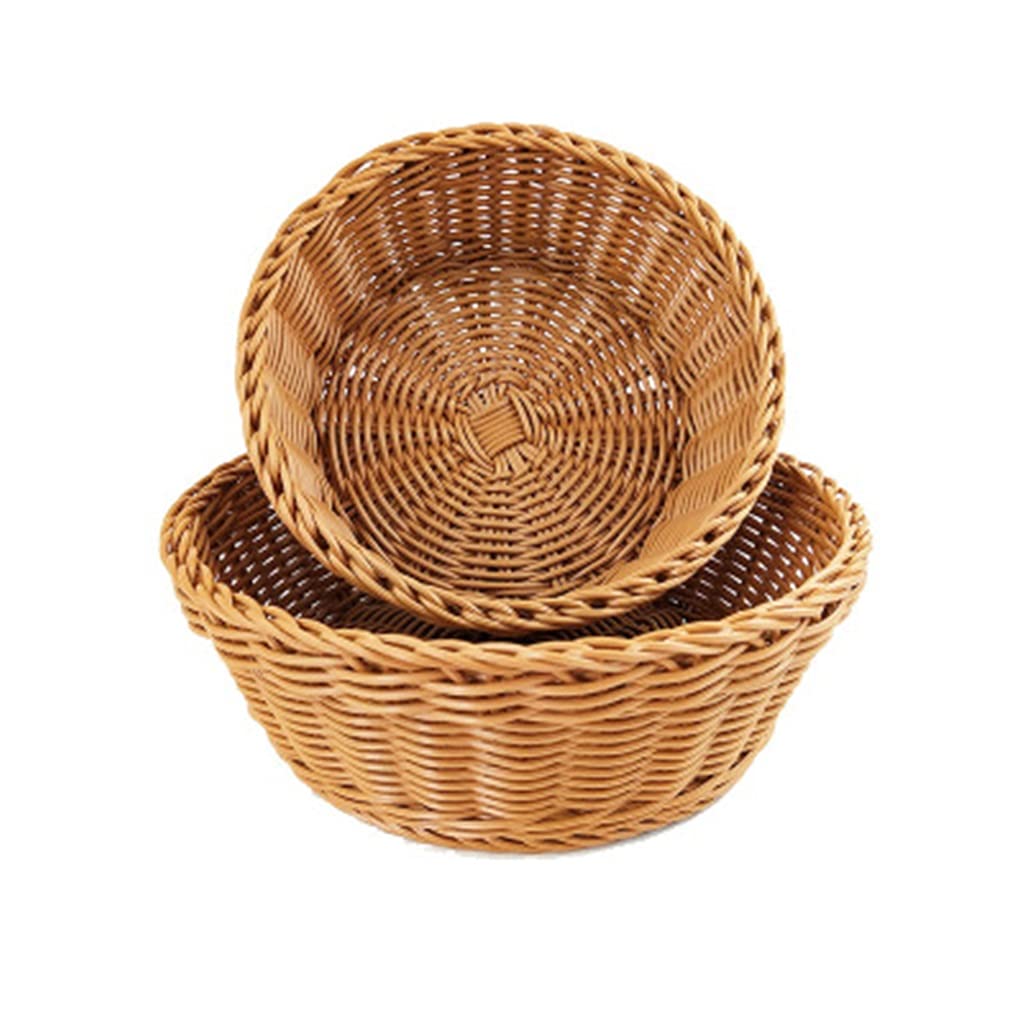 Handmade Rattan Woven Fruit Basket with Handle - Multifunctional Storage for Fruits, Bread, Snacks & Vegetables | Perfect for Kitchen Counter, Dining Table & Picnic Organizing