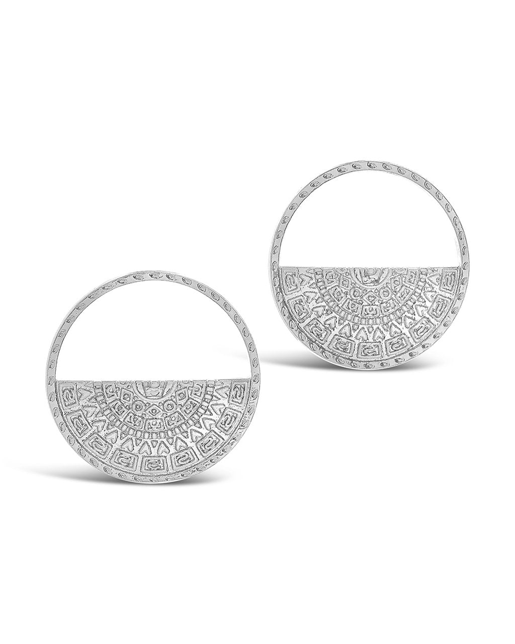 Stylish Medallion Half Circle Stud Earrings for Women - Trendy Gold & Silver Fashion Jewelry - Perfect for Parties, Weddings & Everyday Wear