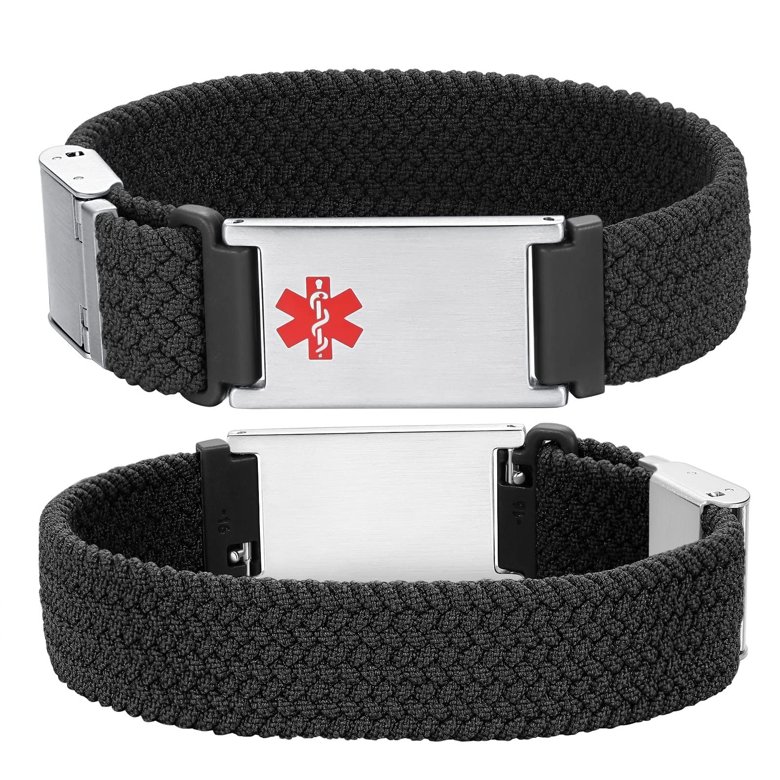 Adjustable Medical Alert Bracelet for Men & Women - Elastic Strap ID Bracelet for Allergies, Diabetes, Epilepsy & Blood Thinners - Perfect for Emergency Health Identification & Daily Wear