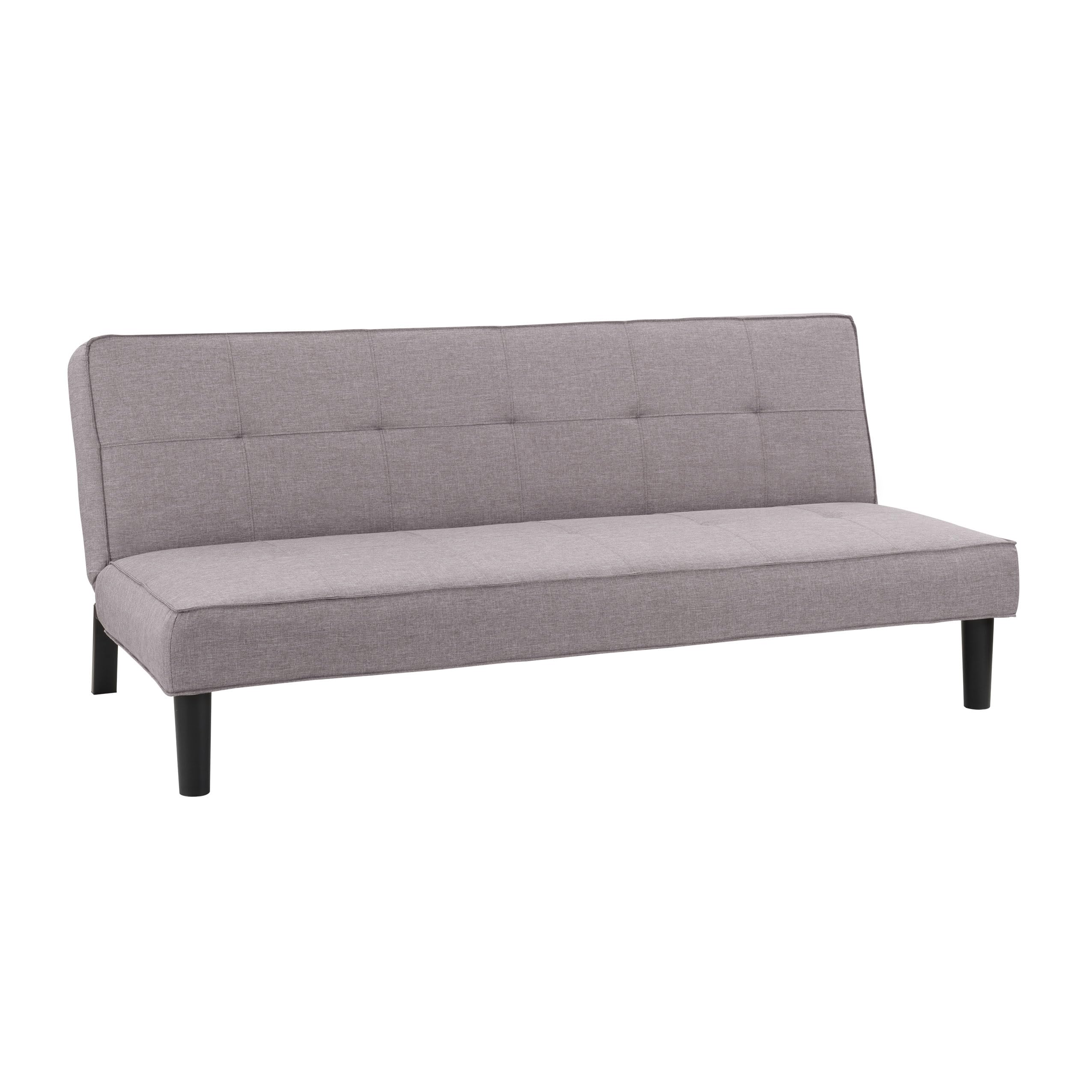 Corliving Upholstered Fabric Convertible Sofa Bed - Adjustable Sleeper Couch to Loveseat & Daybed - Light Gray for Guest Bedroom & Living Room - Perfect for Small Spaces, Studio Apartments & Overnight Guests