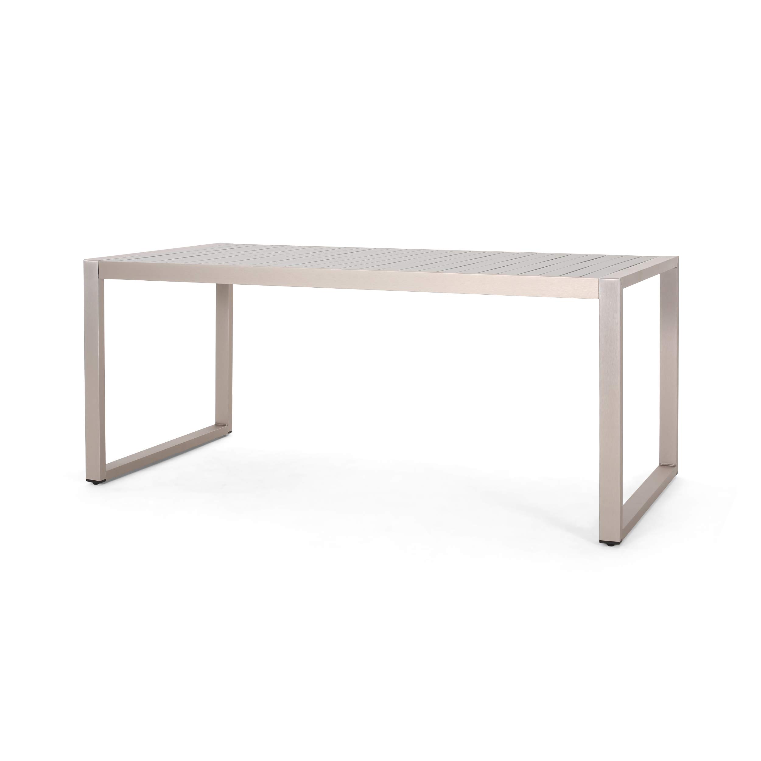 Edith Outdoor Dining Table - Silver Metal Patio Table for Garden, Backyard, and Poolside Dining | Weather-Resistant & Durable Design