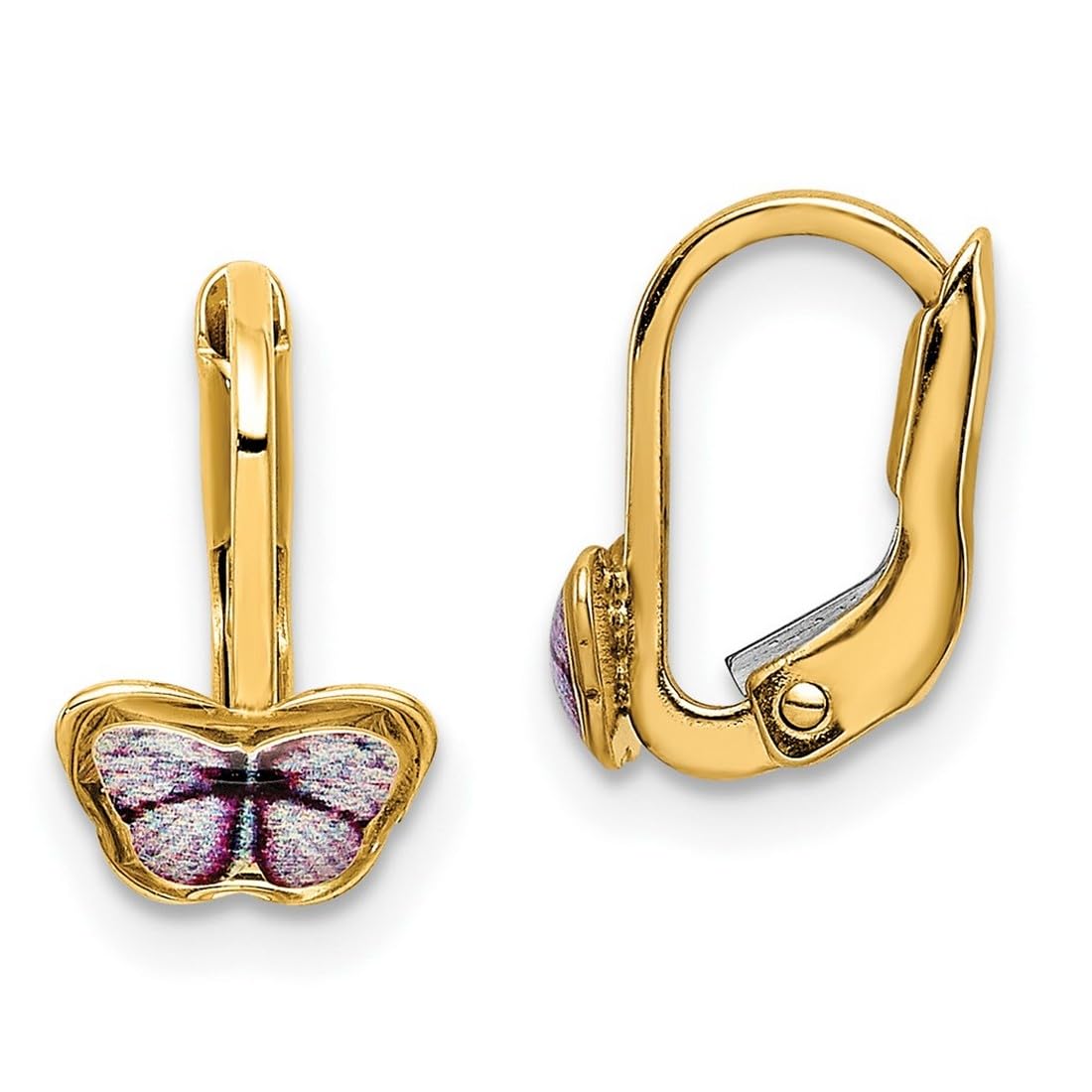 14K Gold Enamel Butterfly Angel Wings Hoop Earrings for Women & Teens - Elegant Dainty Jewelry for Everyday Wear, Gifts & Special Occasions