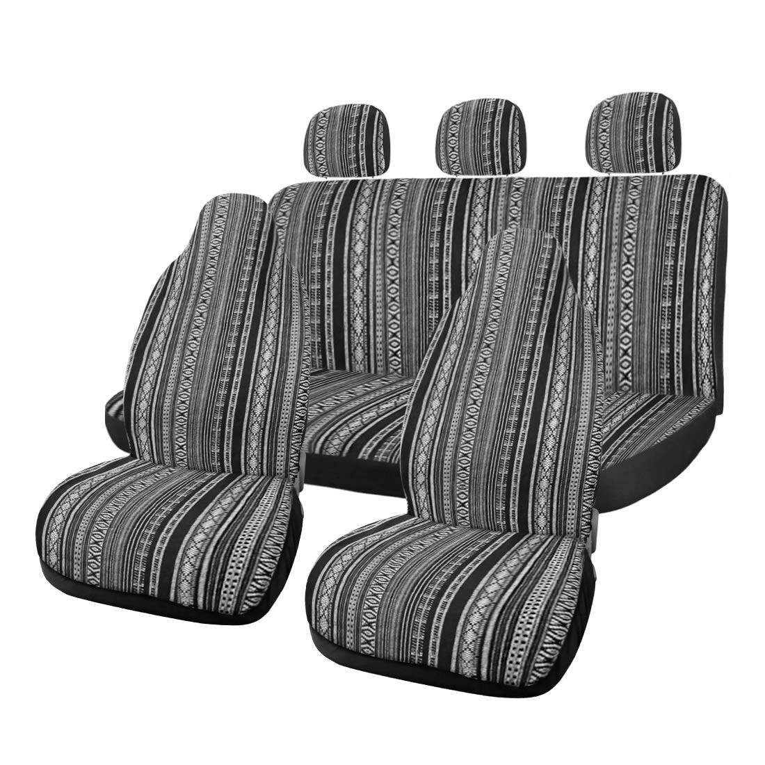 uxcell 7-Piece Multi-Color Durable Baja Blanket Bucket Seat Covers for Cars - Soft & Washable Car Seat Protectors for Road Trips, Camping & Daily Commute