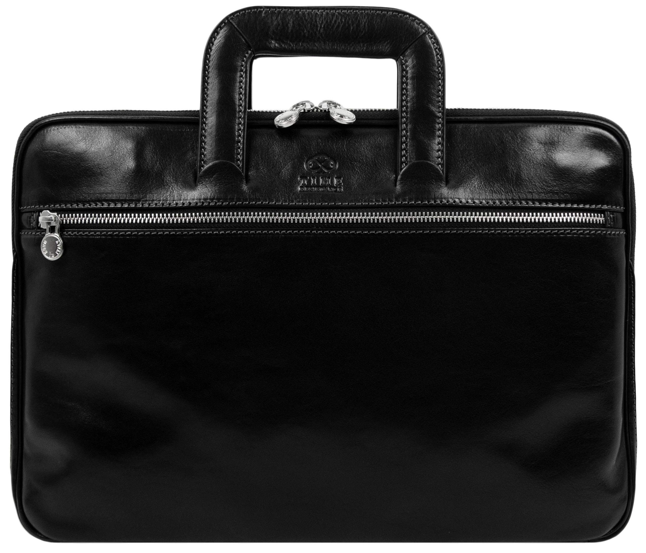 Premium Slim Leather Briefcase for Men & Women - Italian Handmade Laptop Bag with Timeless Design - Perfect for Business, Office & Travel Accessories