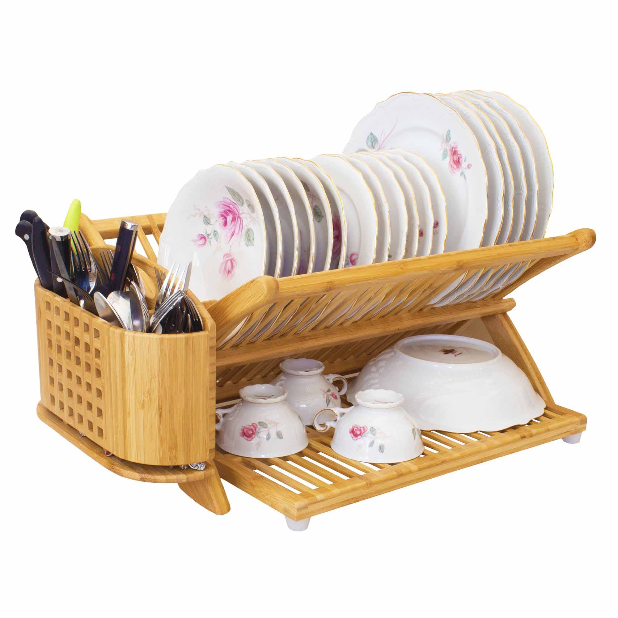 Collapsible Dish Drying Rack - Space Saving Expandable Kitchen Organizer (19.75