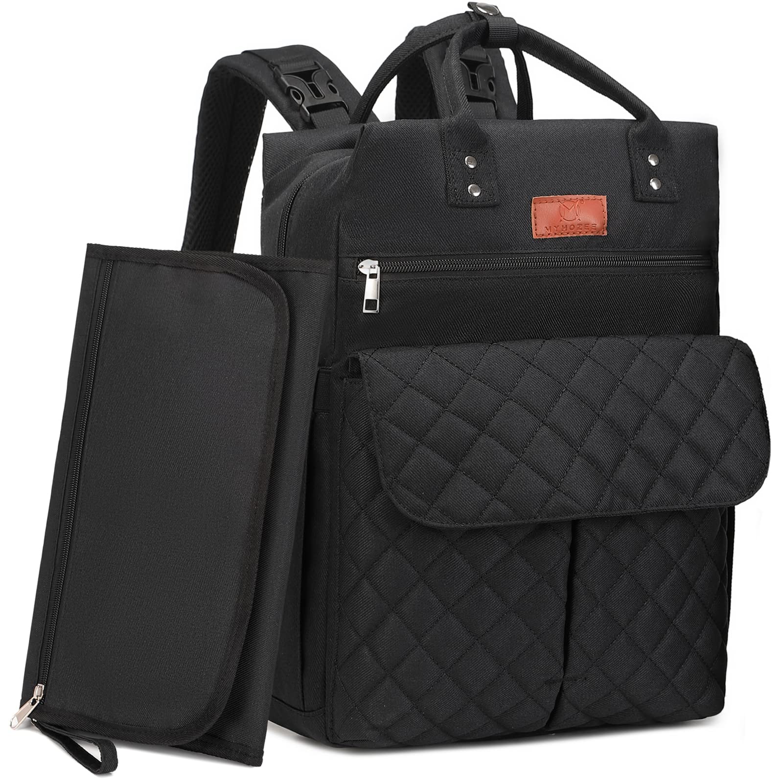 Myhozee Diaper Backpack - Waterproof Baby Changing Bag with Portable Changing Mat, Wet/Dry Separation Pockets & Insulated Bottle Holder - Perfect for Travel, Daycare & On-the-Go Parents