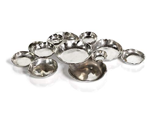 Zodax Set of 12 Silver Tone Oval Serving Bowls with Nickel Base - Extra Large 26