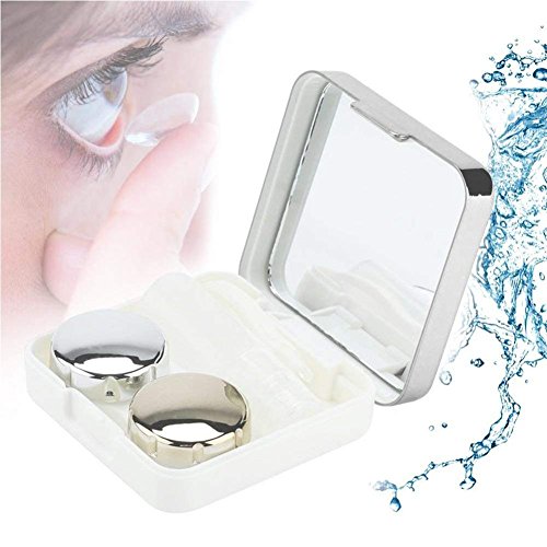 Reflective Contact Lens Case Set - Cute Travel Kit Box with Mirror [Silver] | Perfect for Travel, Gym, and Daily Storage