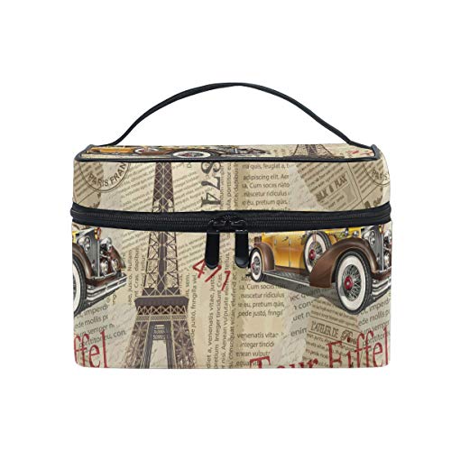 Vintage Paris Train Case Makeup Bag - Travel Cosmetic Pouch for Women, Perfect for Organizers & Storage