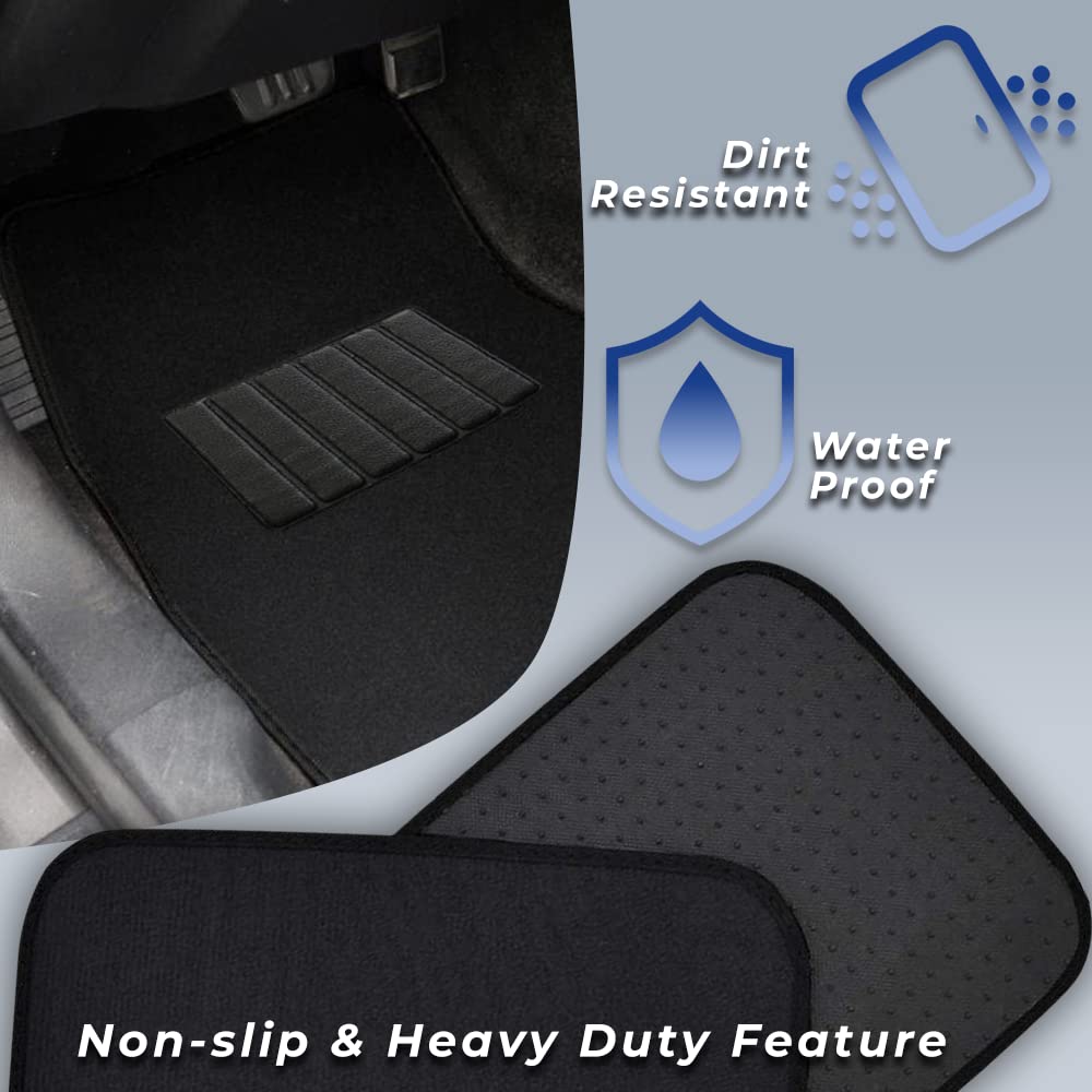 Premium Heavy Duty Car Floor Mats - All Weather Protection, Non-Slip, Custom Fit for Most Vehicles (Black) | Ideal for SUVs, Trucks & Daily Commuters