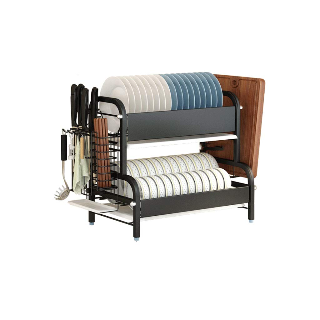 2-Tier Stainless Steel Dish Rack with Drain Board - Space Saving Kitchen Organizer for Drying Plates, Bowls & Utensils - Perfect for Small Kitchens, Apartments & RV Use