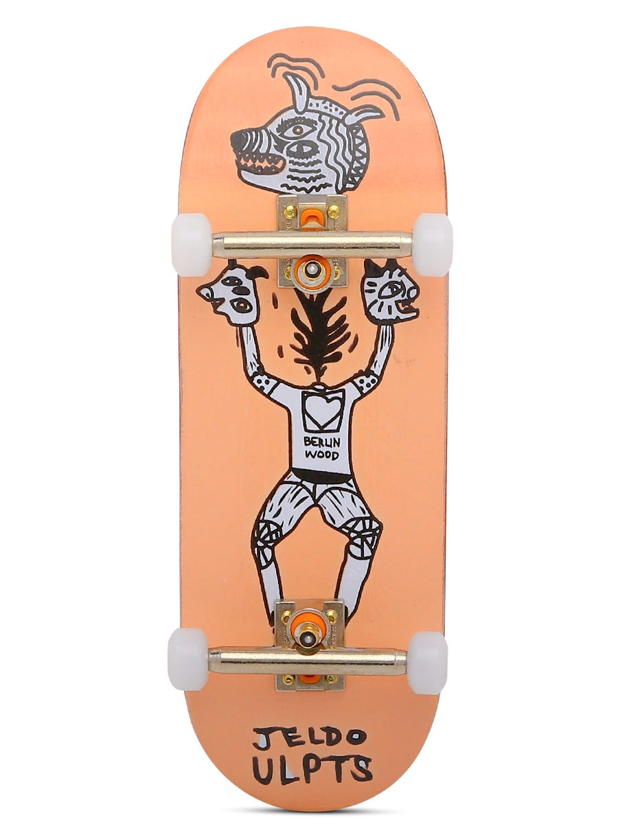 Berlinwood Fingerboard Complete Pro Skateboard - Jeldo Ulpts Professional Fingerboard for Skaters - Perfect for Tricks, Stunts & Indoor Skateboarding Practice
