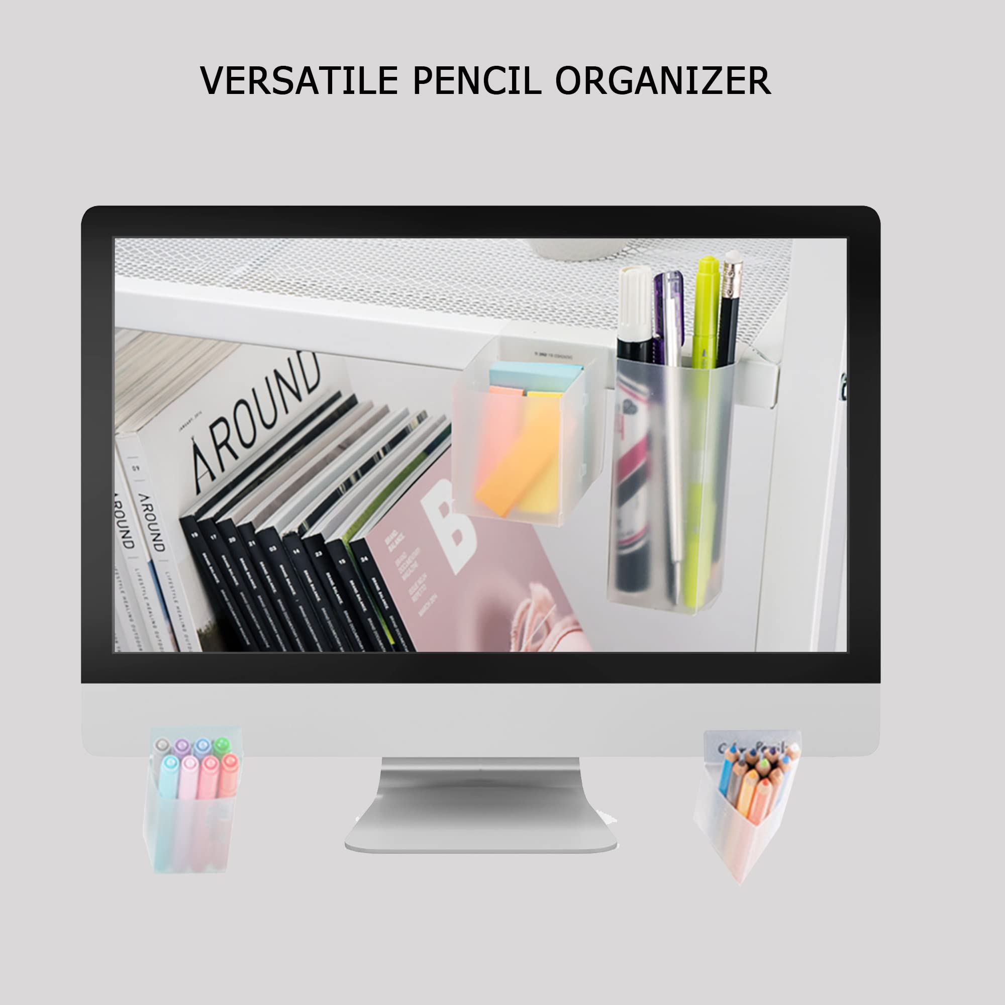Creative DIY Screen Pen Pencil Holders - 2 Pack Triangle Desk Organizer for Office, School & Home - Desktop Storage Containers & Accessories for Stationery, Art Supplies & Makeup Brushes
