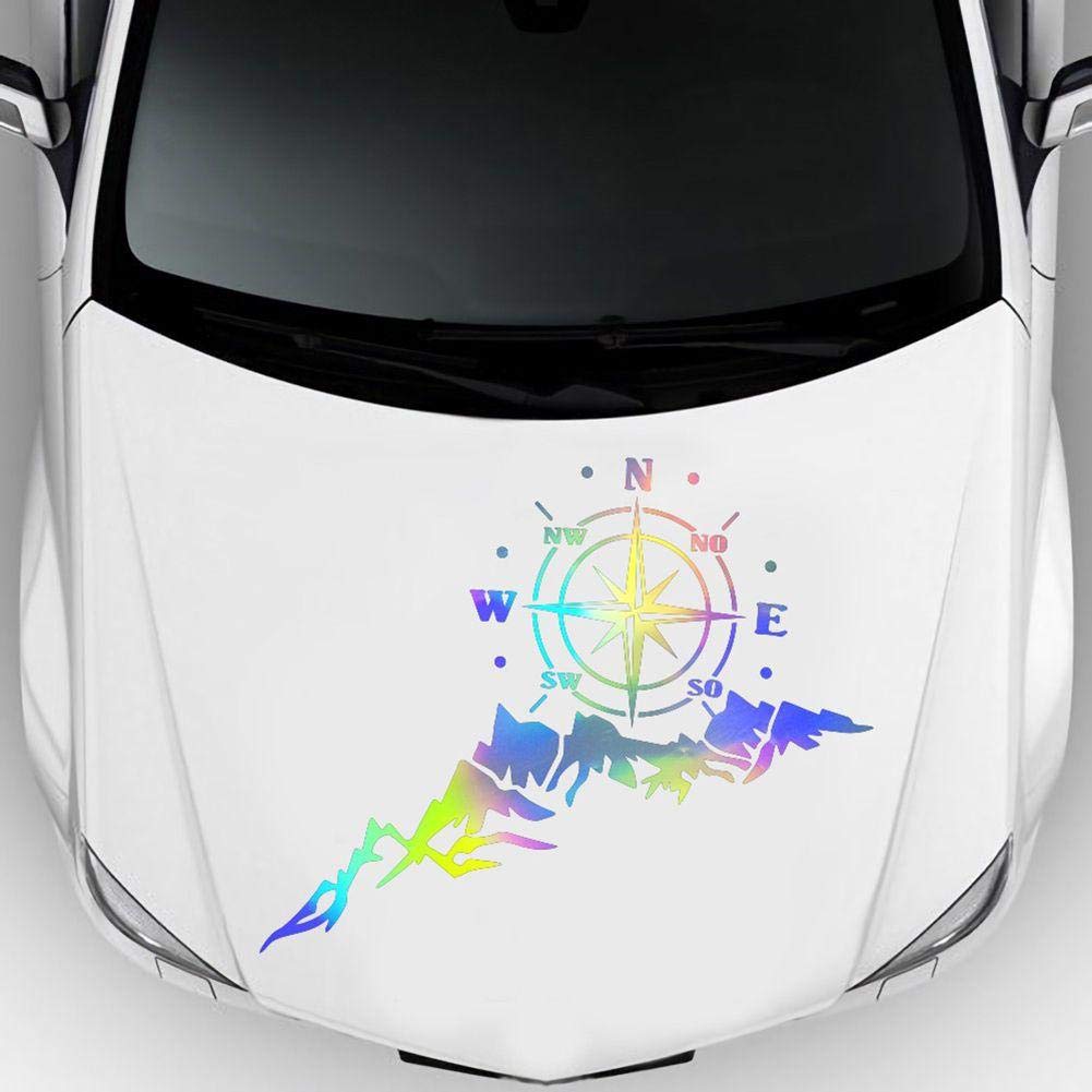 UV-Resistant Car Stickers - Reflective Auto Compass Decals for Off-Road, RV, Camper, Jeep & Mountain Vehicles | Waterproof Vinyl Decoration Accessories for Outdoor Adventures & Road Trips