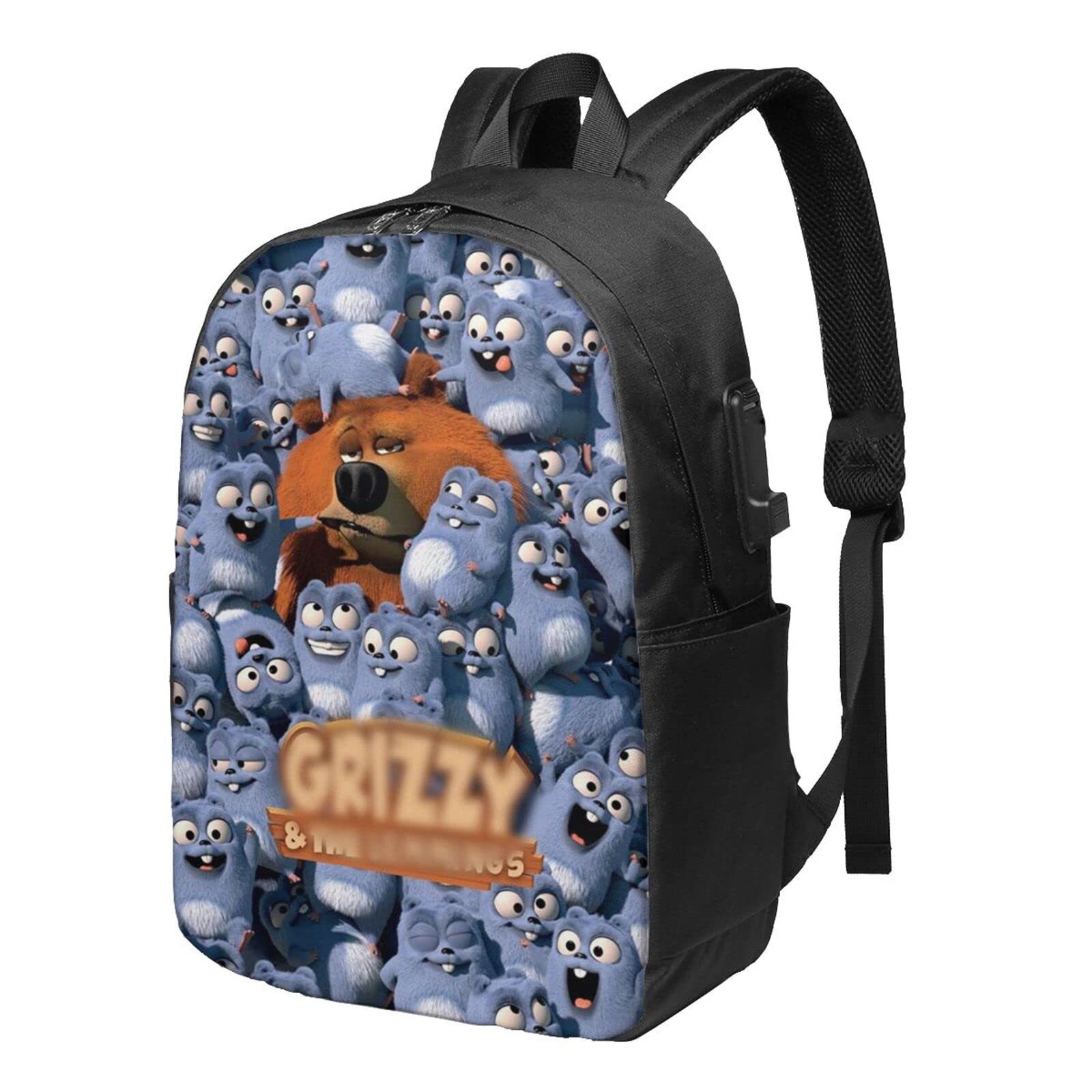 Cartoon Classic USB Charging Backpack - 17 Inch Laptop Bag for School, Office & Travel - Durable Bookbag with USB Port for Students, Professionals & Commuters