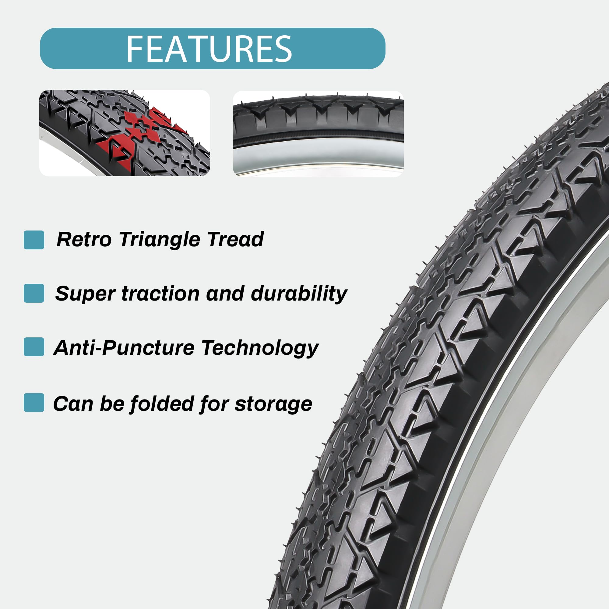 Hycline 26x2.125 Cruiser Bike Tires Set - 2-Pack 26-Inch Premium Butyl Rubber Puncture-Resistant Folding Bicycle Tires for Beach Cruiser & Urban Commuting | Perfect for Coastal Rides, City Cycling & Daily Commutes