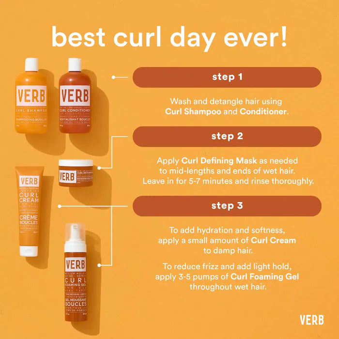 Verb Curl Foaming Gel - Define & Anti-Frizz Styling Gel for Curly Hair | Lightweight Hold, Hydration & Shine | Perfect for Wash-and-Go, Twist Outs & Bouncy Curls