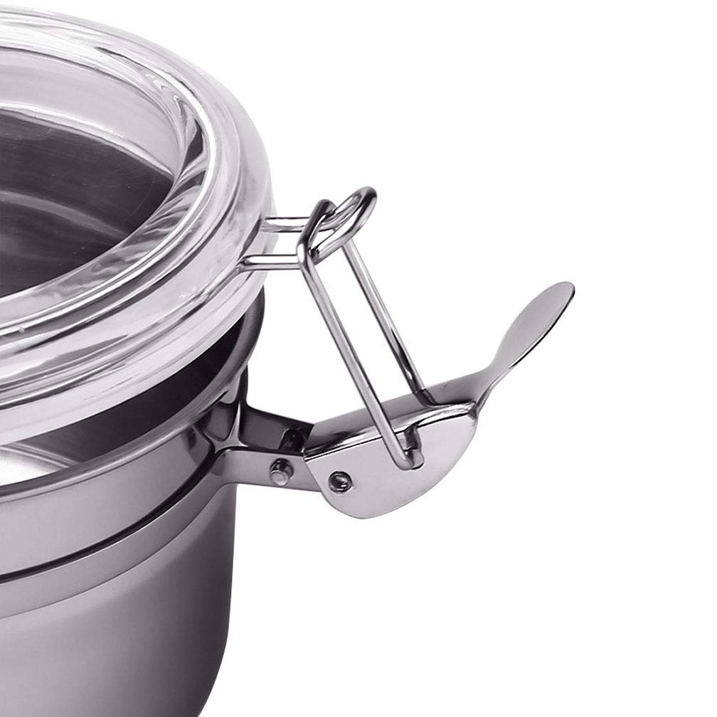Premium Stainless Steel Airtight Food Storage Container - 4-Piece Set for Sugar, Tea, Coffee, Cookies & Dry Snacks - Kitchen Pantry Organization with Clear Lid & Locking Clamp - Ideal for Home, Office & Camping Use