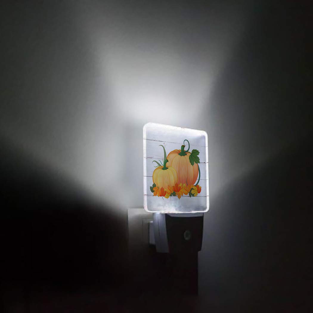 LED Night Light with Dusk-to-Dawn Sensor - Cartoon Pumpkin Autumn Thanksgiving Plug-in Wall Lamp for Kids Room, Nursery, Bathroom, Bedroom, Hallway & Stairs - Perfect for Nighttime Safety and Seasonal Home Decor