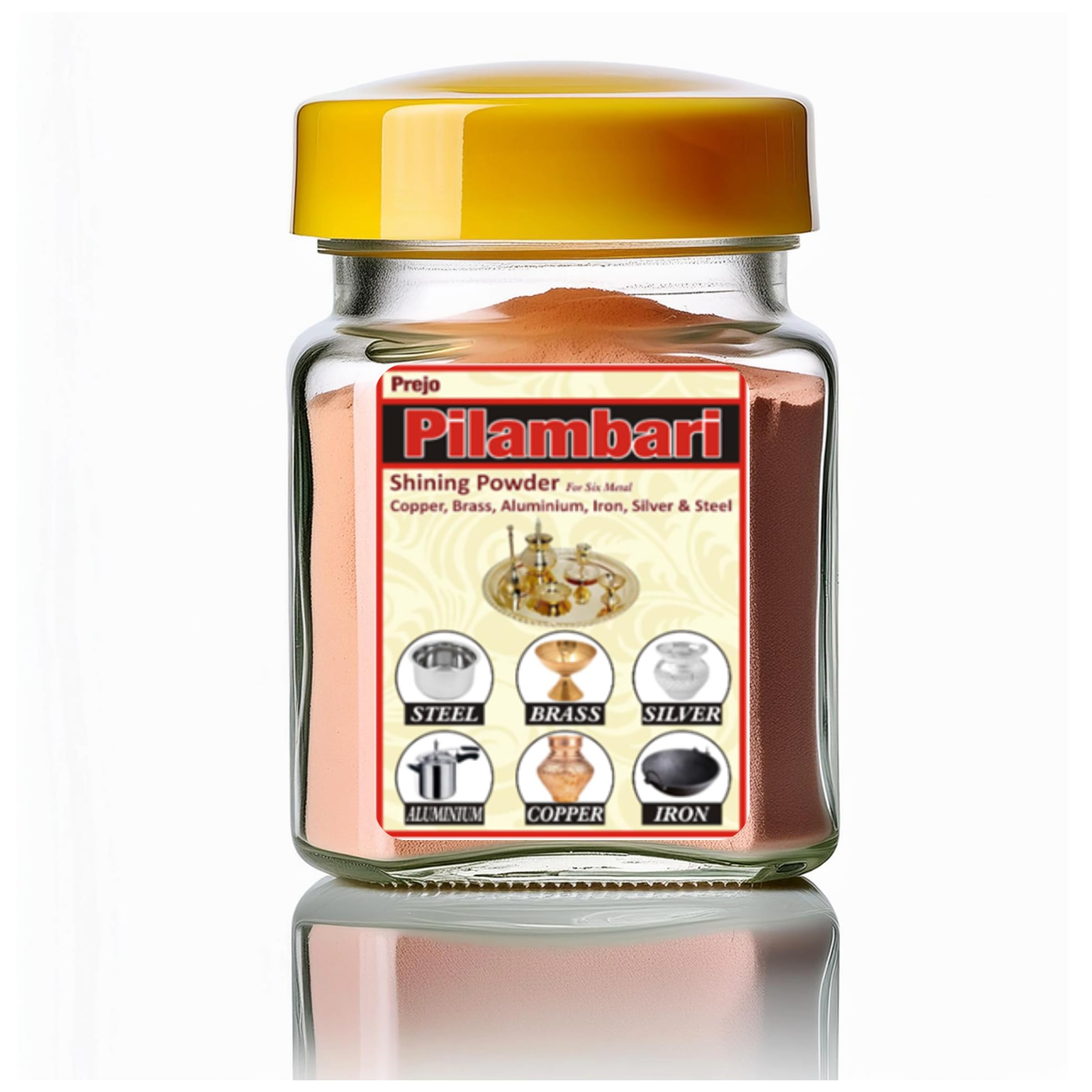 Pitambari Shining Powder for Six Metals - Copper, Brass, Aluminum, Iron, Silver, Steel | 200g Dish Washing Powder for Puja Utensils & Kitchenware | Perfect for Religious Ceremonies, Daily Cleaning & Metal Restoration