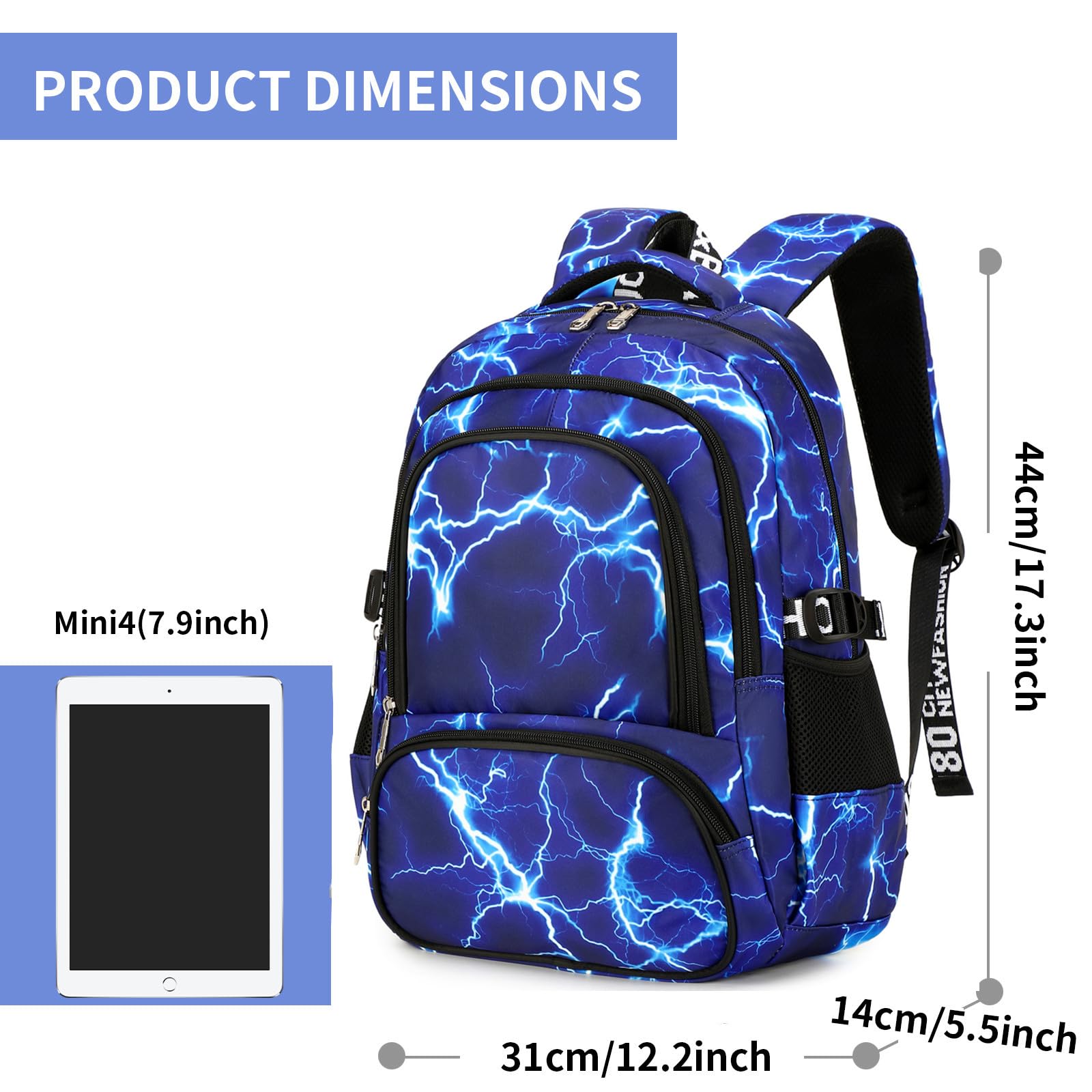 Camouflage Backpack for School, Travel & Outdoor - Christmas Gift for Kids (AY Lighting Blue) - Perfect for Daily Use & Adventures