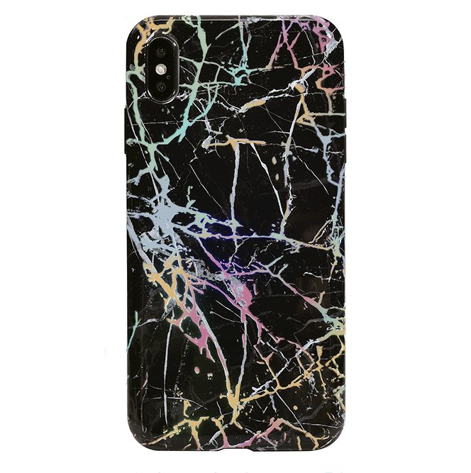 Holo Black Marble iPhone Case - Premium Protective Cover with Glitter & Shimmer | Trendy Phone Case for iPhone 13/14/15 Pro Max | Perfect for Everyday Use, Parties & Gifting