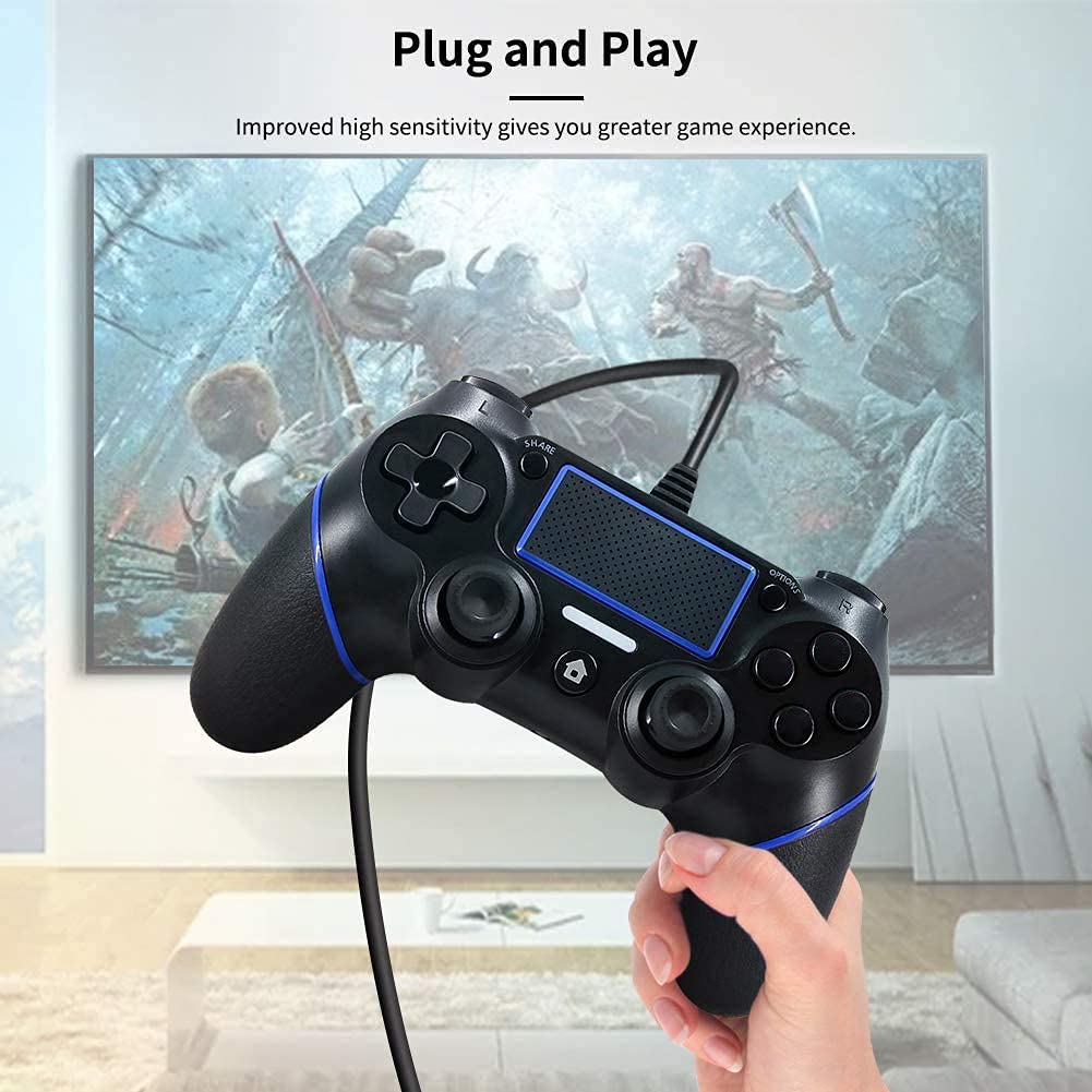 AUELEK Wired USB Controller for PS4/PS4 Pro/PS4 Slim/PC - Dual Vibration Gamepad with Anti-Slip Grip & 1.5m USB Cable - Perfect for Gaming, Streaming & Multiplayer Sessions