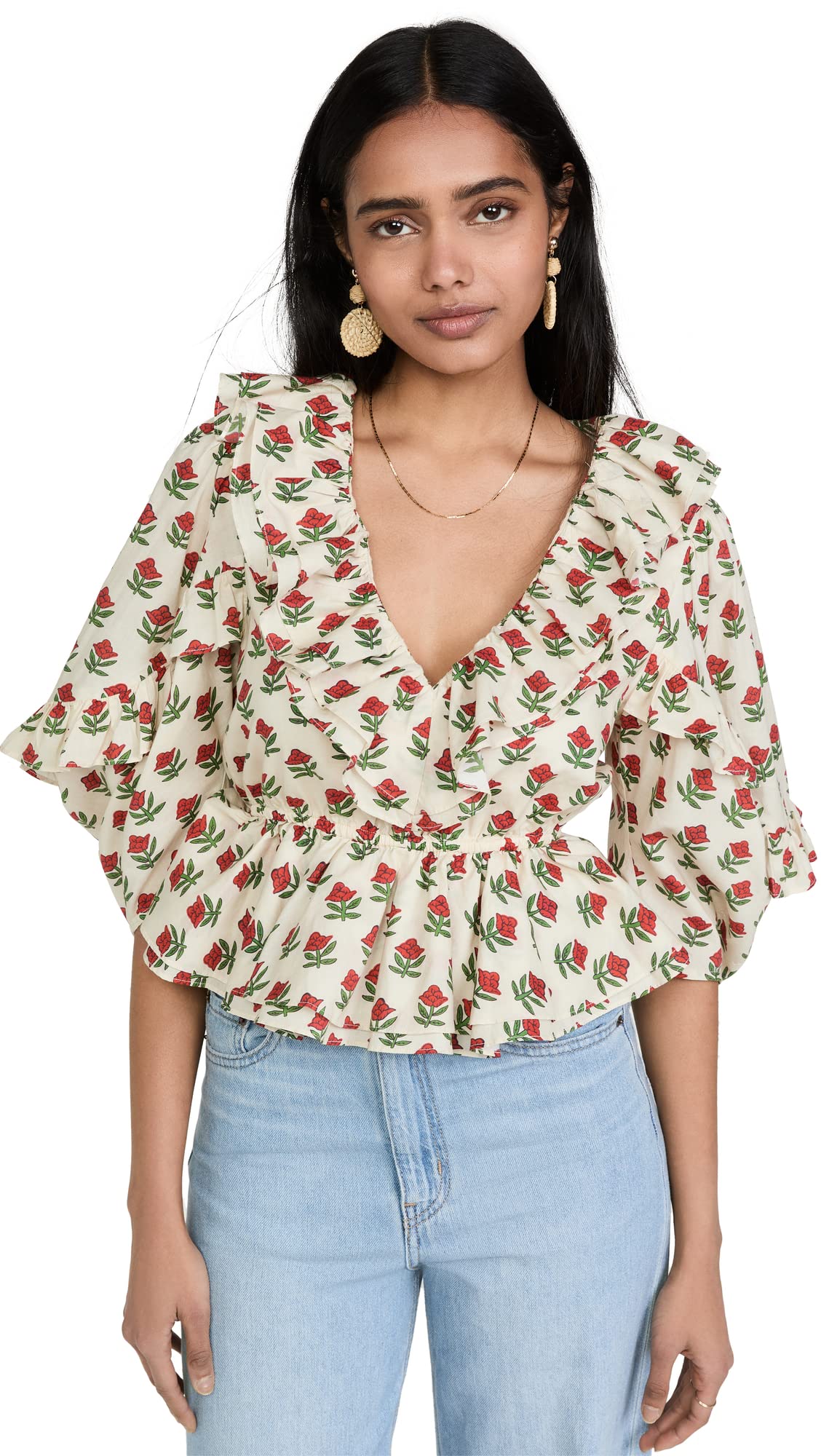 RHODE Women's Venus Top - Sexy Off Shoulder Blouse for Women, Elegant Ruffled Sleeve Tops, Perfect for Date Night, Party & Summer Outfits