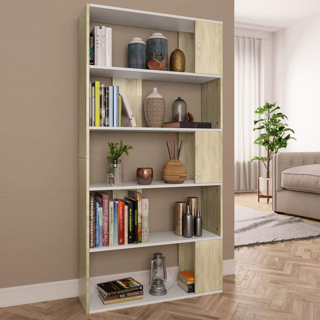 5-Tier Bookcase & Display Shelf - Freestanding Room Divider with Decorative Storage | Modern Chipboard Bookshelf for Living Room, Bedroom & Office Organization