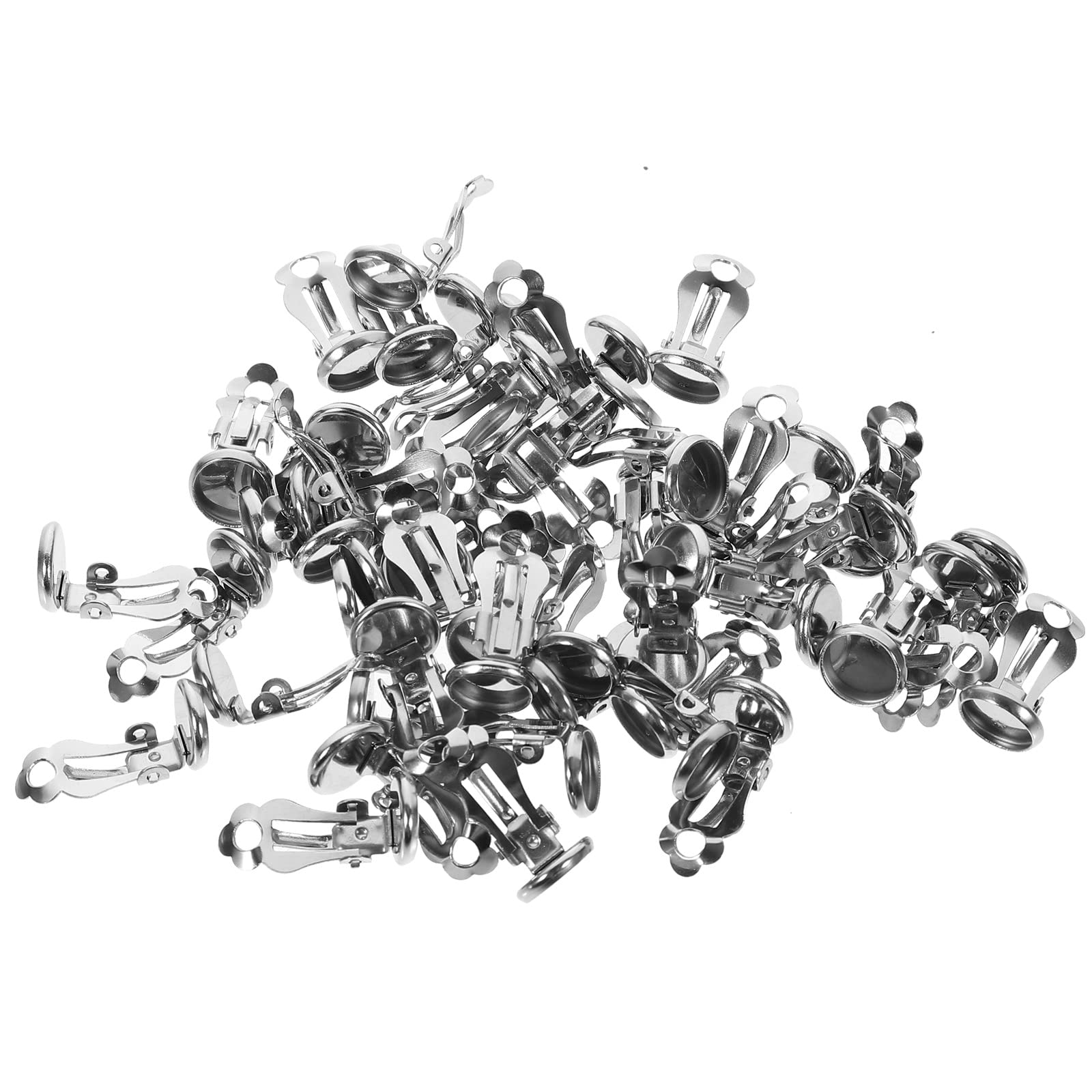 Exceart 50pcs Silver 8mm Clip-on Earring Blanks - Cabochon Settings for Jewelry Making & DIY Crafts - Perfect for Handmade Earrings, Gifts, and Fashion Accessories