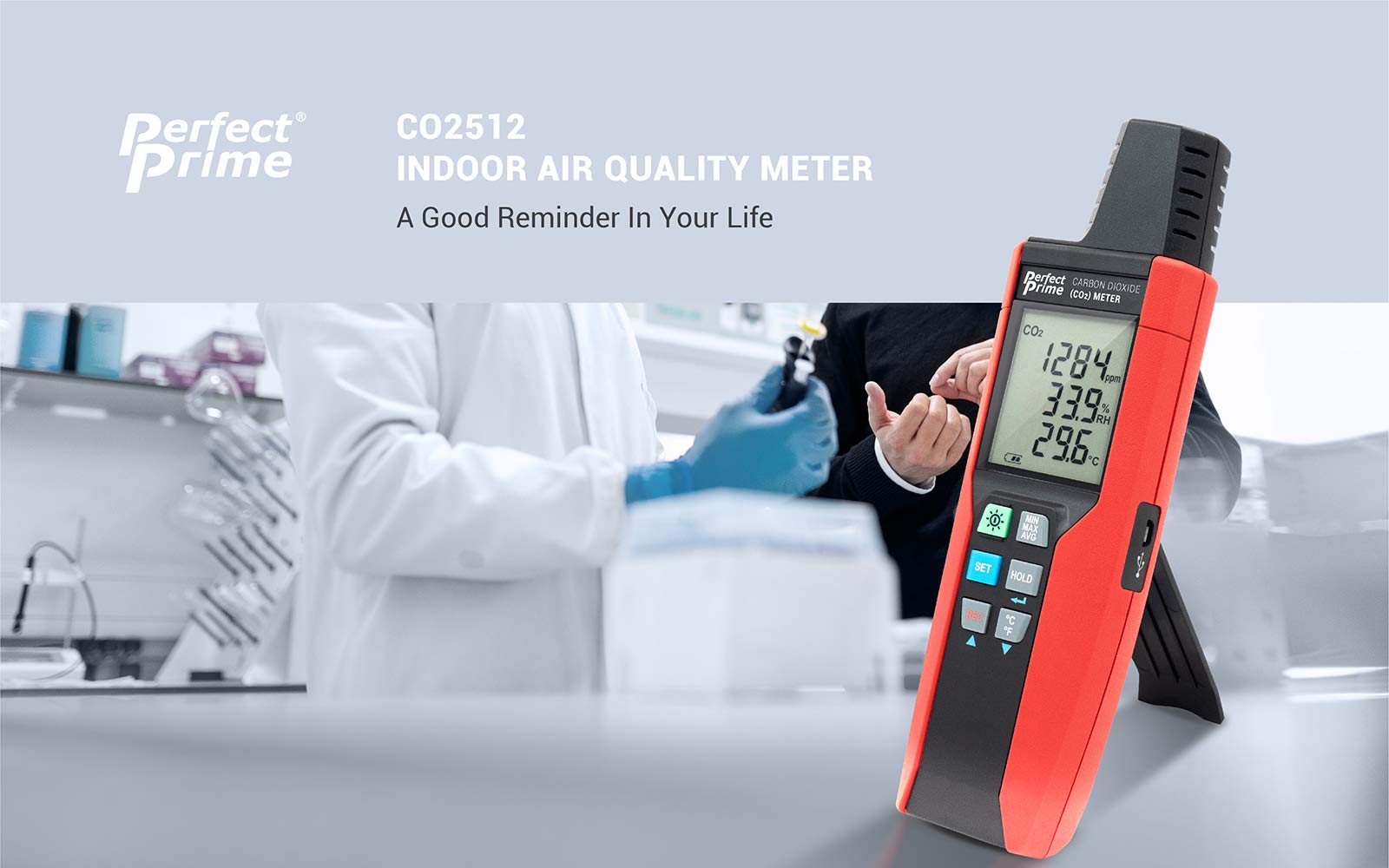 CO2512 High Concentration (30,000 ppm) USB CO2 Carbon Dioxide Monitor with Temperature & Humidity Data Logger - Indoor Air Quality Meter for Home, Office, and Greenhouse