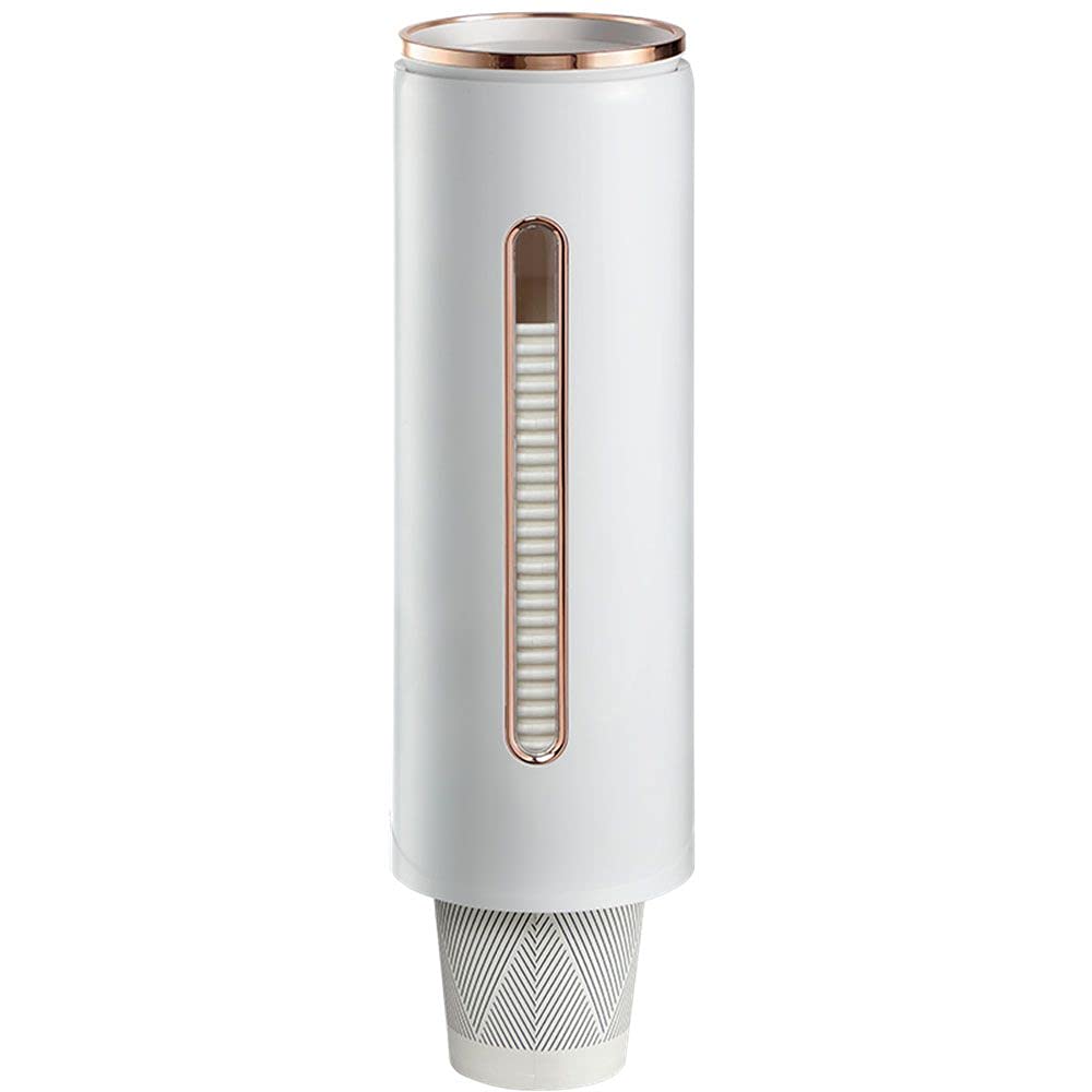 Wall Mount Pull Type Disposable Cup Dispenser - Automatic Water Cup Holder & Remover for Home, Office, Kitchen (White) - Perfect for Coffee Stations, Pantries & Break Rooms