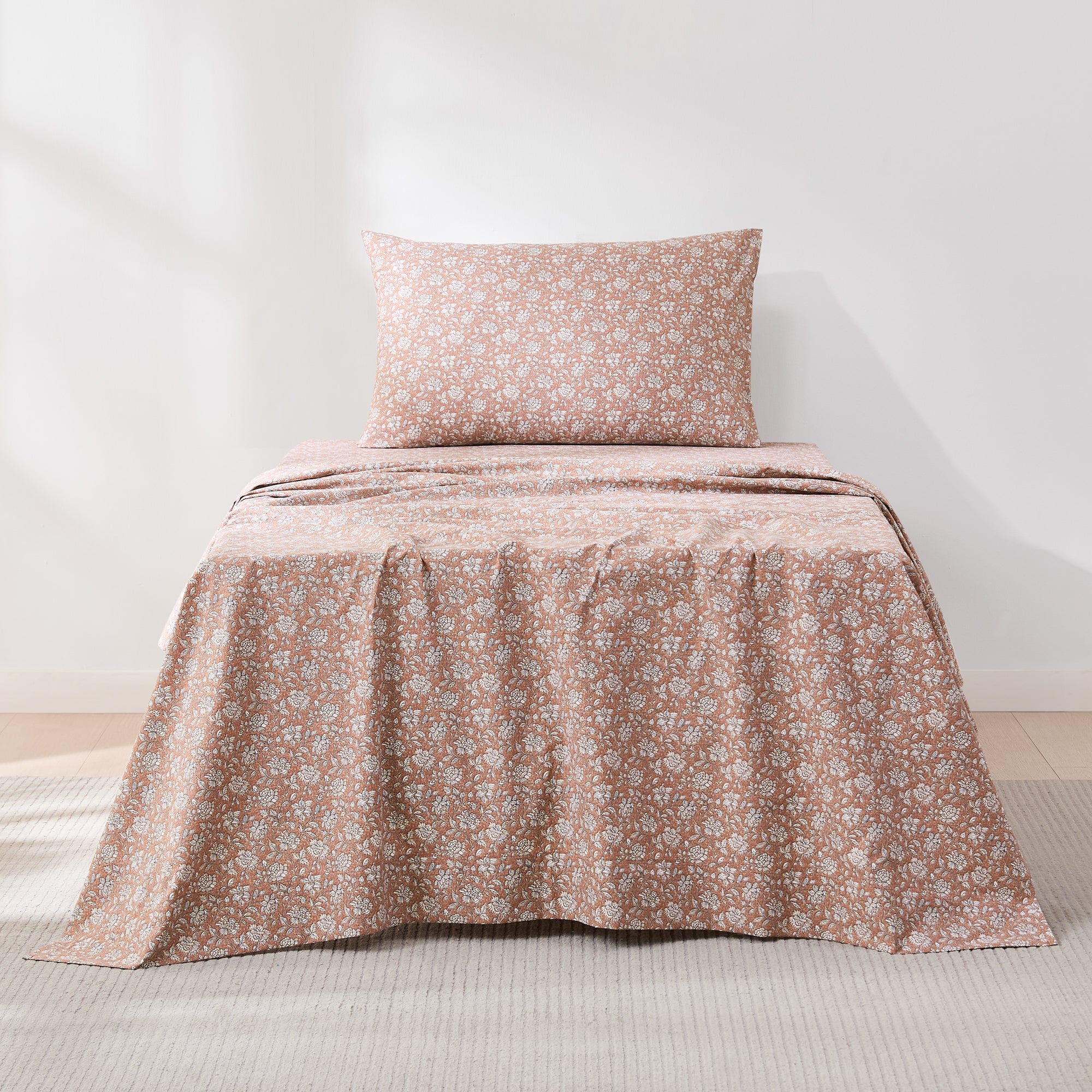 Zara Floral Print 100% Cotton Bed Sheet Set - Queen Size, 4-Piece Set for Soft & Breathable Bedding | Perfect for Master Bedroom, Guest Room & Dormitory