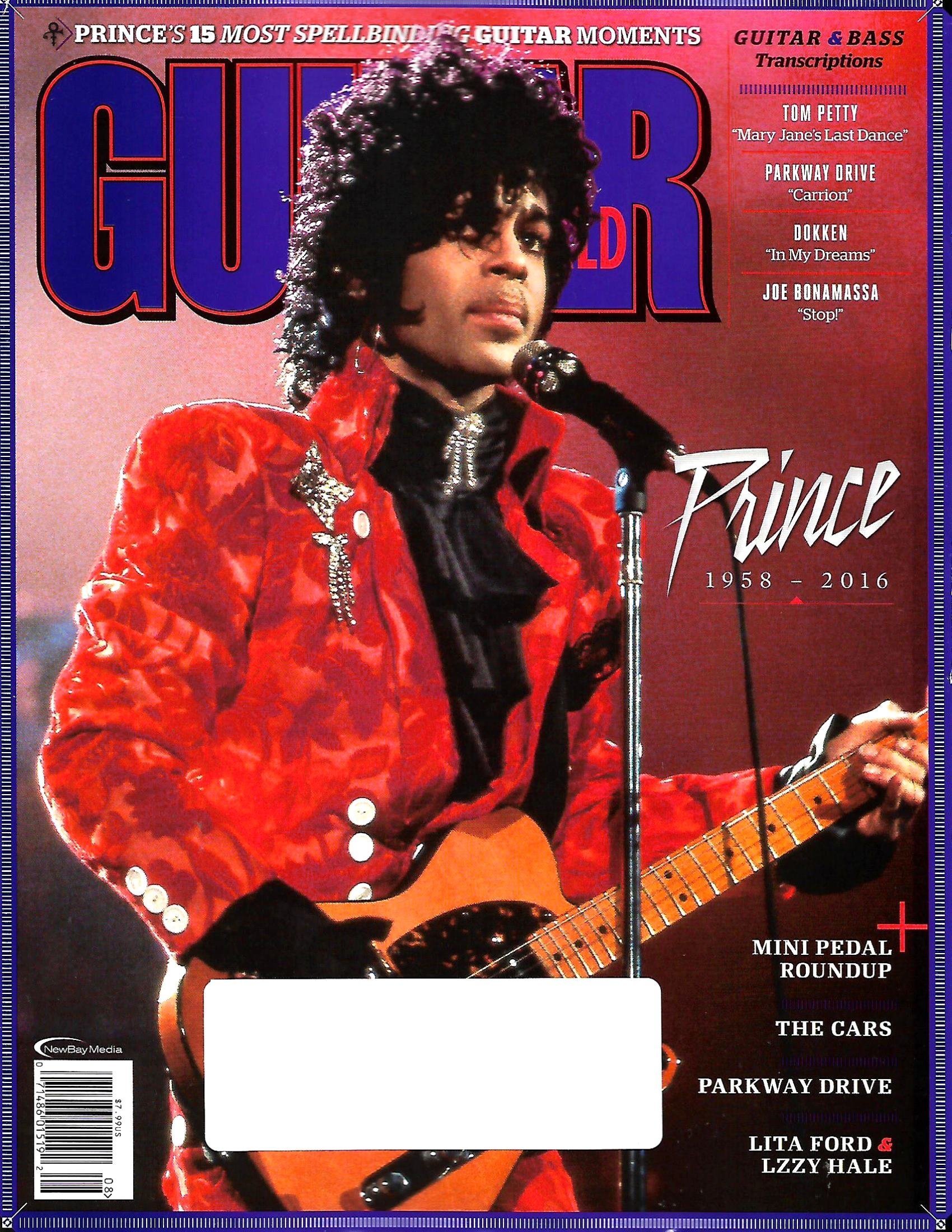 GUITAR WORLD Magazine August 2016 Issue - Prince Tribute Cover (1958-2016) Featuring Tom Petty, The Cars & Dokken | Music Collectors Item, Rock Memorabilia for Fans & Musicians