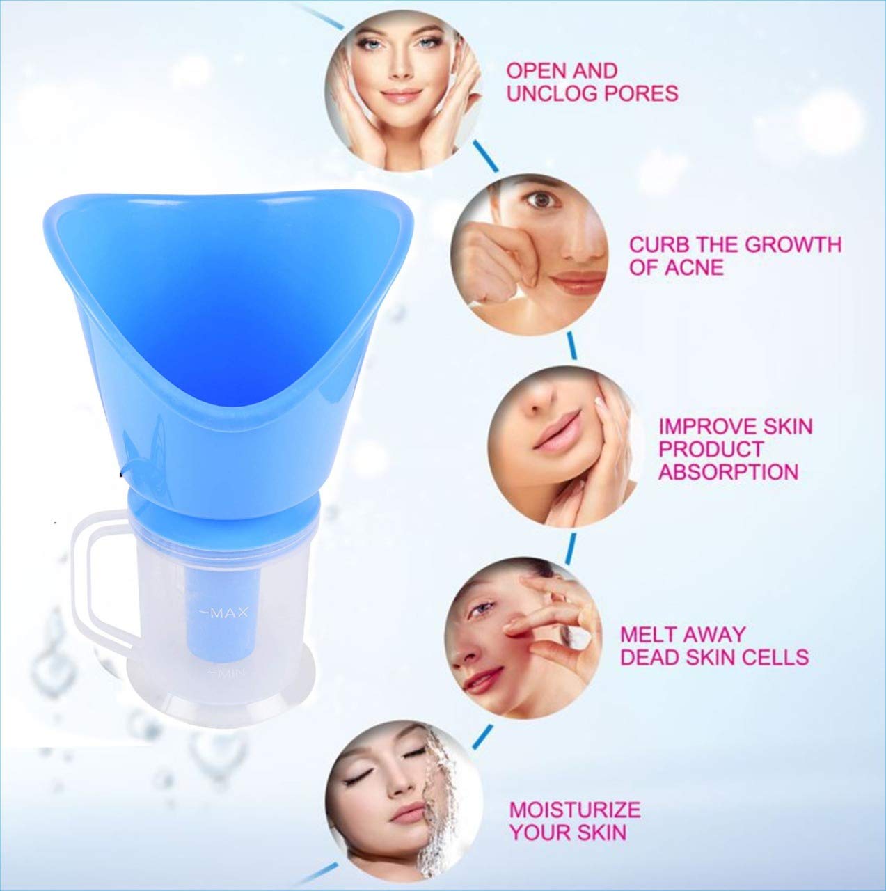 3-in-1 Tree Fit Facial Steamer & Vaporizer with Attachments - Facial Sauna, Nose Steamer & Inhaler for Cough Relief (Blue) | Perfect for Home Spa, Cold Relief & Skincare Routine