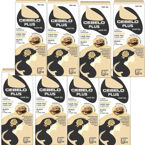 Premium Cebelo Plus Hair Oil with Almond Oil - 8 Pack (100ml Each) for Daily Hair Care, Growth & Shine - Perfect for Dry, Damaged & Frizzy Hair at Home or Salon