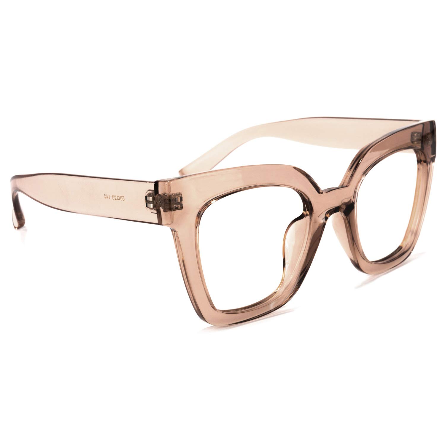 Zeelool Women's Trendy Rectangle Blue Light Blocking Glasses TR90 Eyewear - Malcolm VFT0269 (VFT0269-02 Champagne, Non-Prescription Clear Lens) for Computer, Gaming & Screen Use