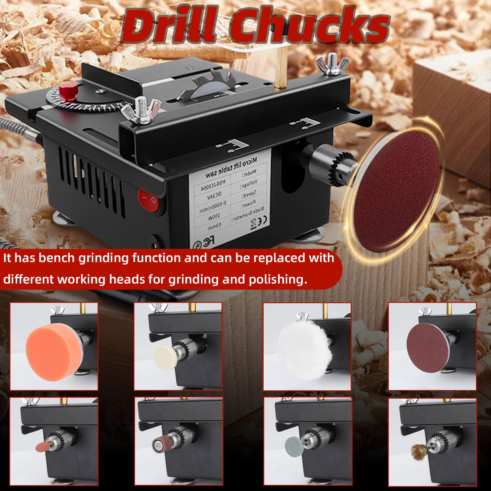 118PC Mini Multi-functional Table Saw - Portable Adjustable Wood Cutting, Sanding, Engraving & Drilling All-in-One Machine | Perfect for DIY Projects, Woodworking & Crafting