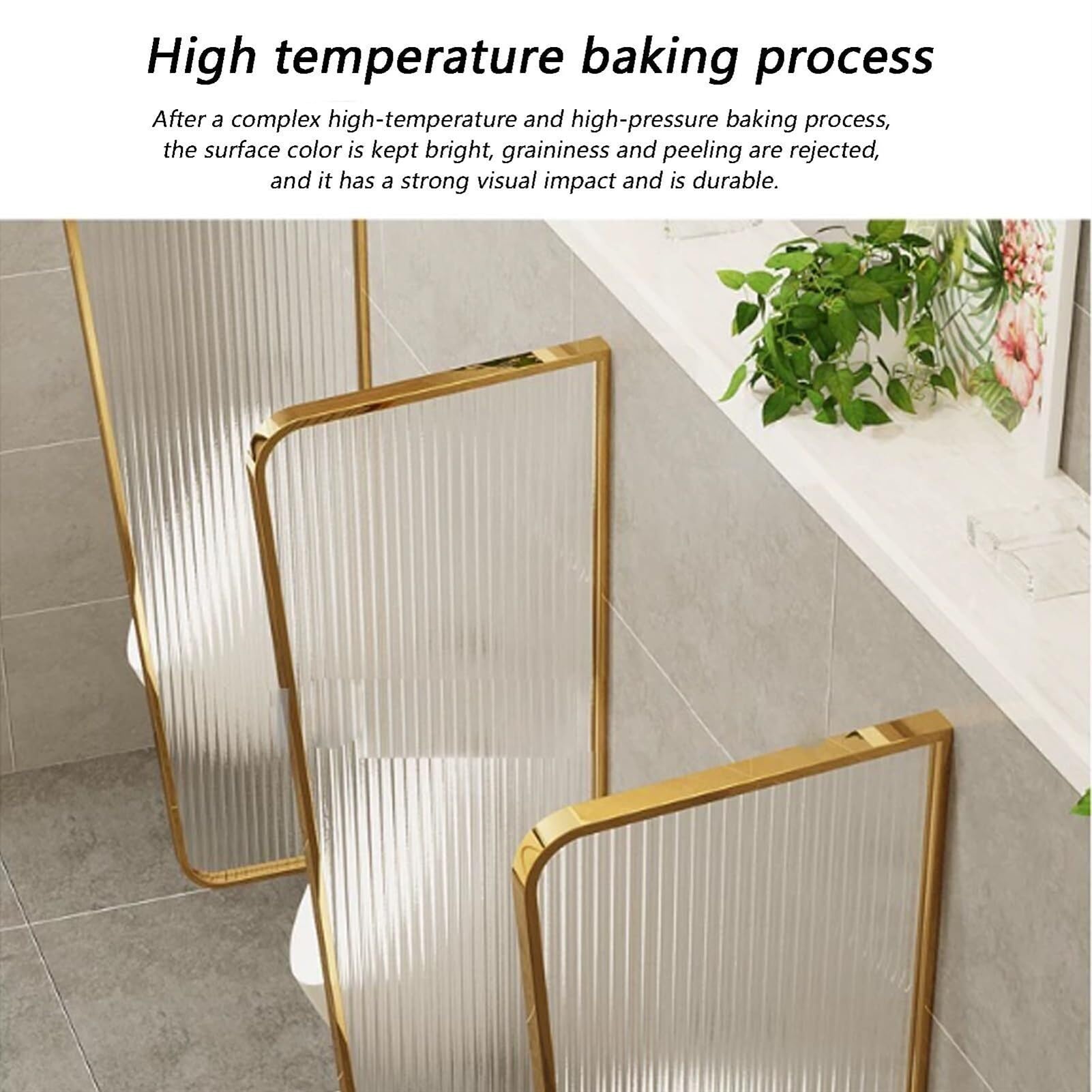 Stainless Steel Wall-Mounted Urinal Privacy Screen with Tempered Glass - Gold Toilet Partition for Men's Restroom - Durable Baffle Divider for Hotels, Restaurants & Bars (1PC) - Ideal for Commercial Spaces and High-Traffic Areas