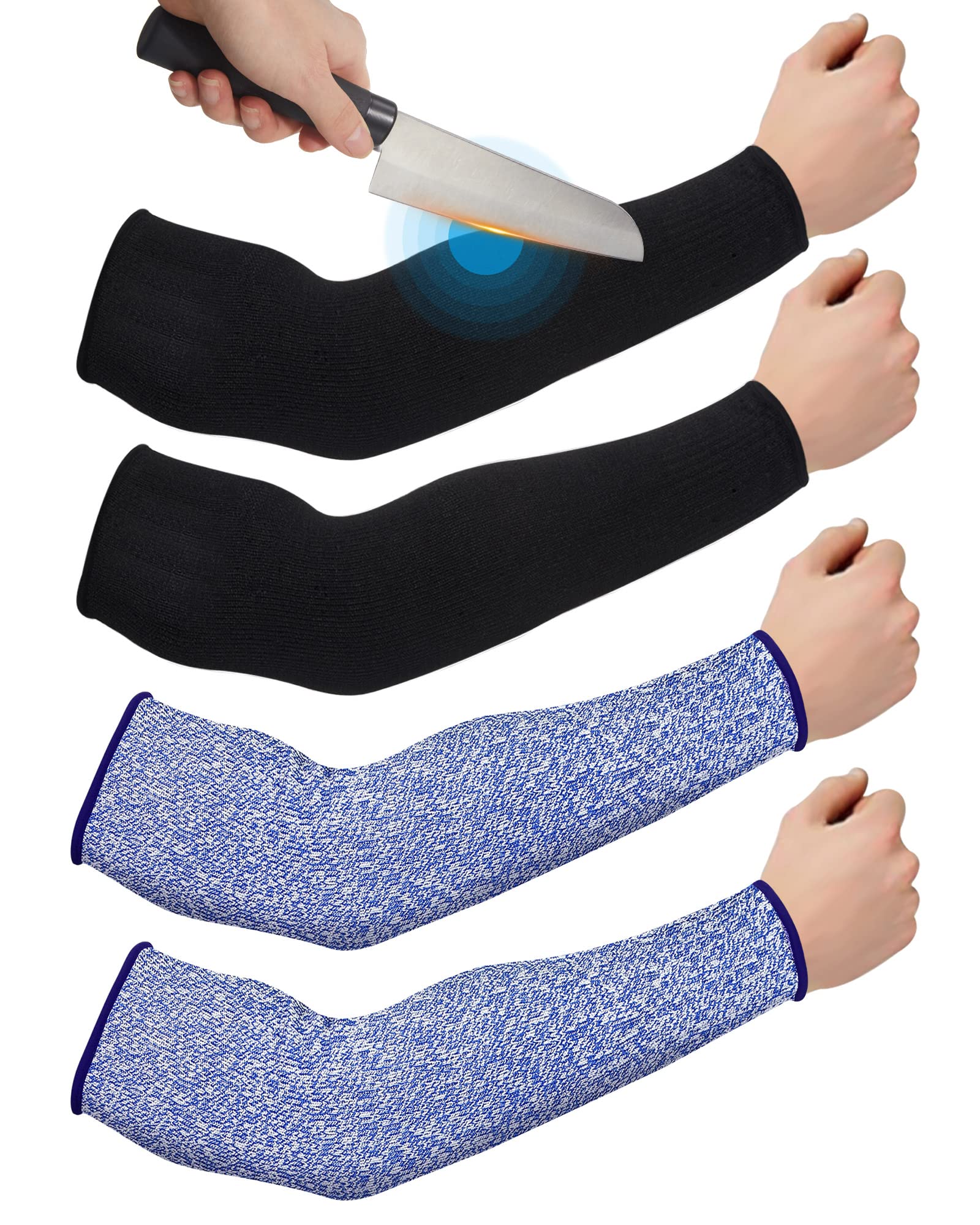 Geyoga 2 Pairs Cut Resistant Arm Sleeves - Thin Protective Arm Guards for Men & Women with Sensitive Skin | Kitchen, Gardening & Work Safety Protection