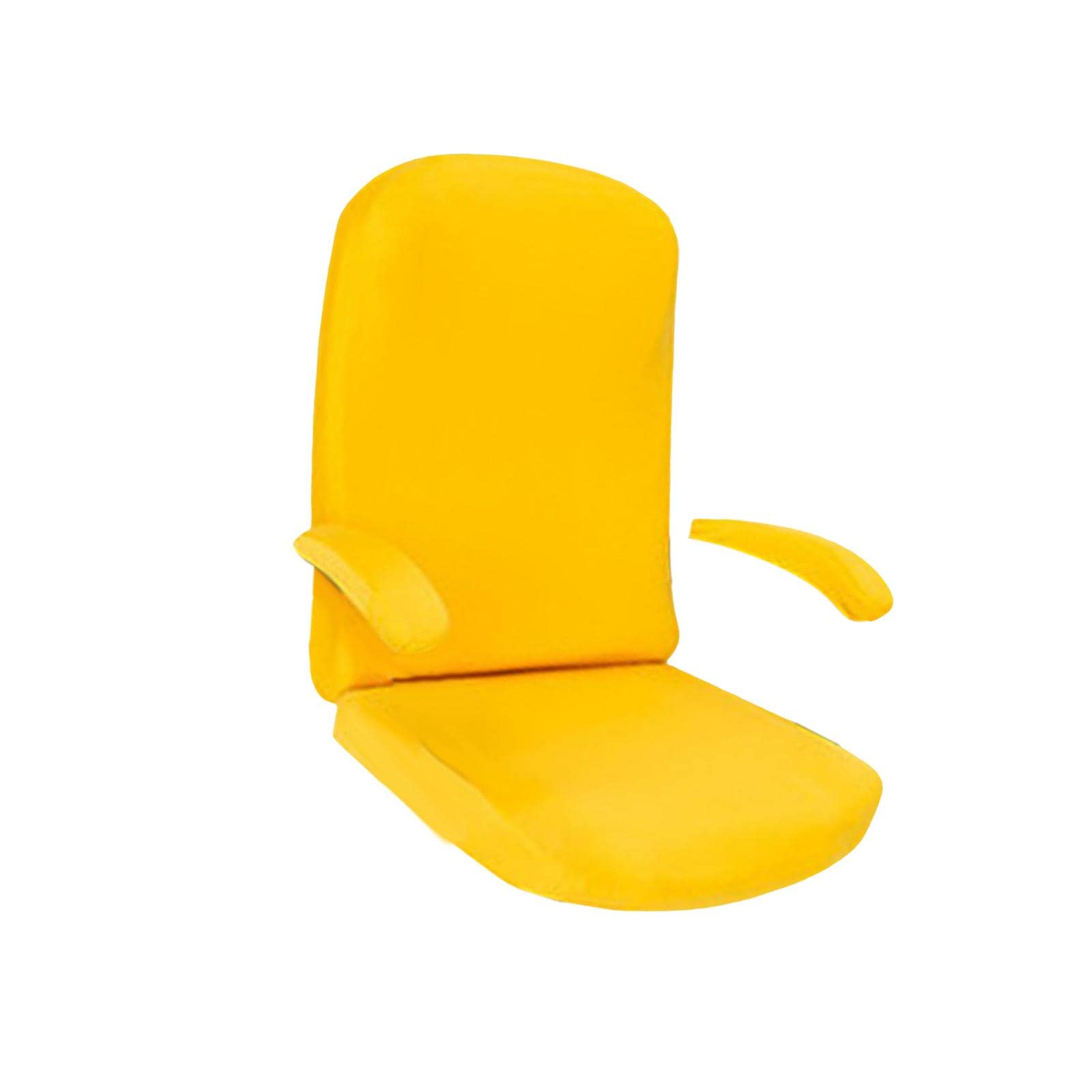 Breathable Stretch Computer Chair Cover - Soft Removable & Machine Washable Slipcover - Dustproof Polyester Office Armchair Protector for Home & Office Use - Yellow