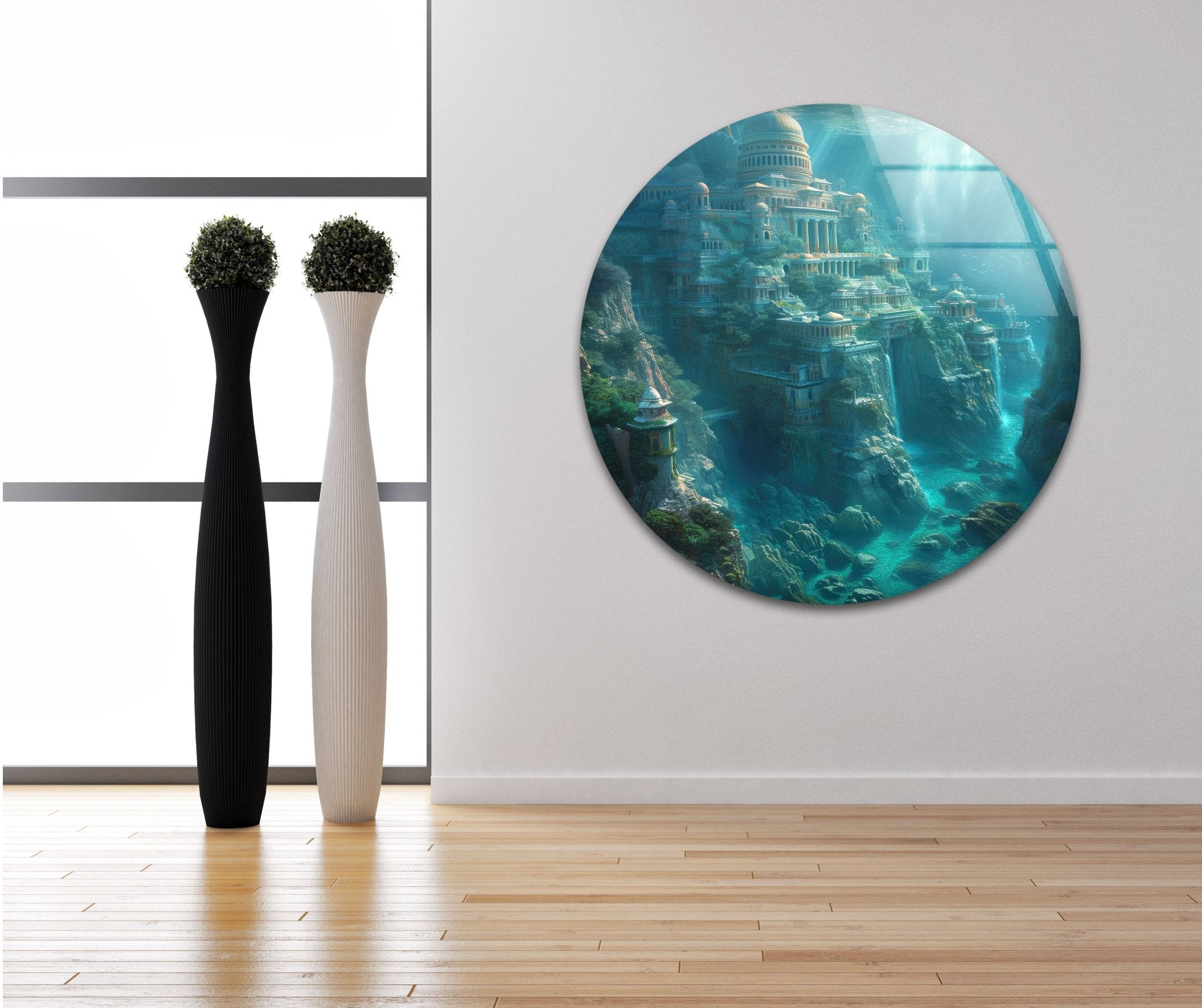 Atlantis Glass Wall Art - Stunning Ocean-Themed Decorative Glass Panel for Living Room, Bedroom & Office | Perfect for Home & Office Decor