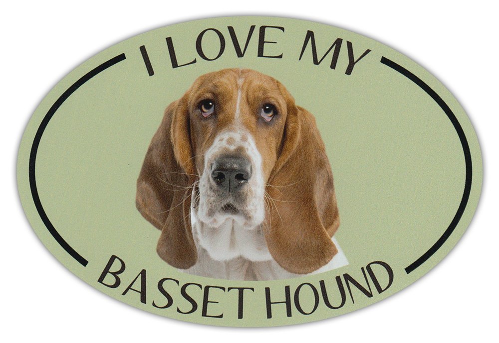 Basset Hound Car Magnet - Oval Pet Lover Bumper Sticker for Cars